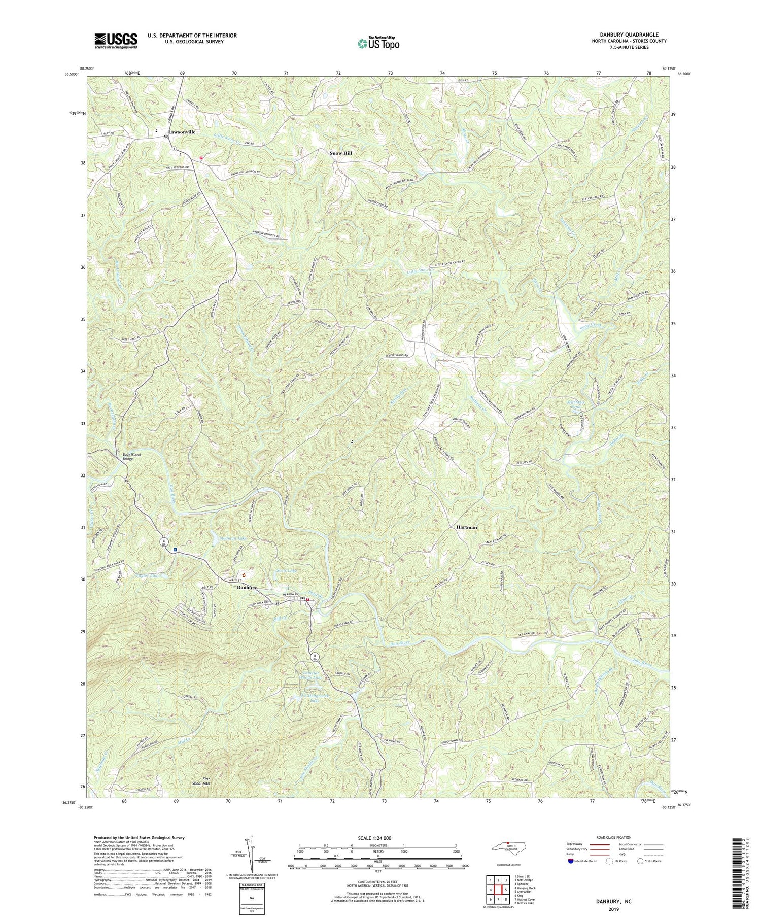 Danbury North Carolina US Topo Map Image