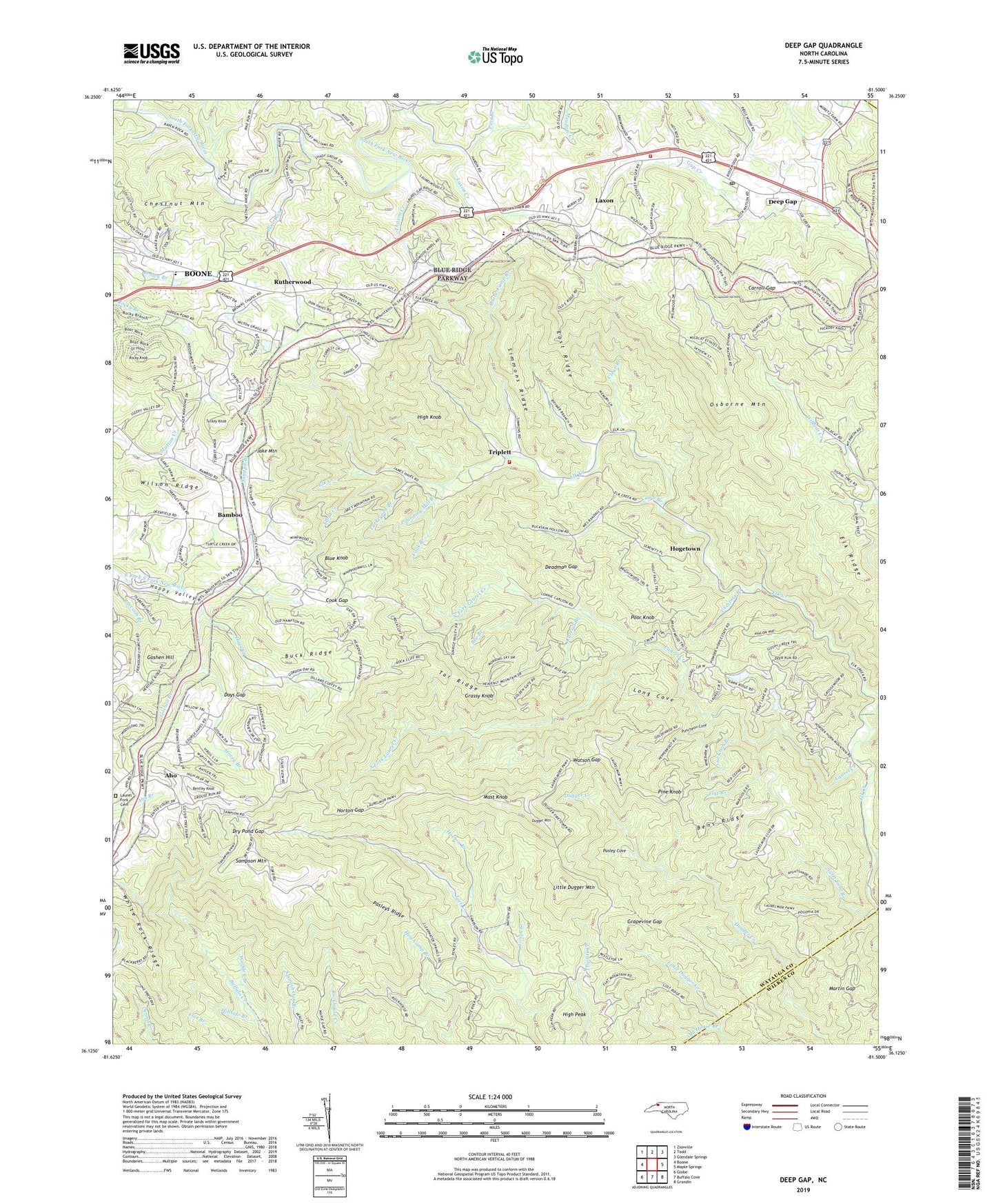 Deep Gap North Carolina US Topo Map Image