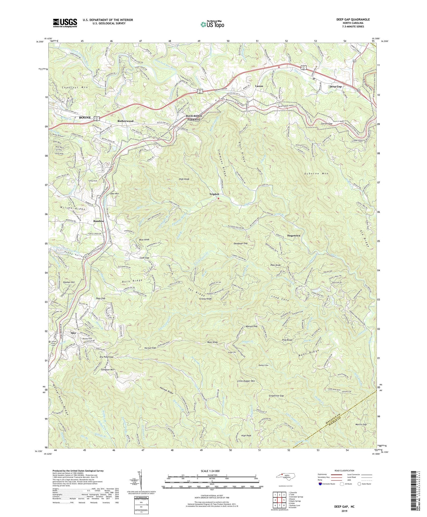 Deep Gap North Carolina US Topo Map Image