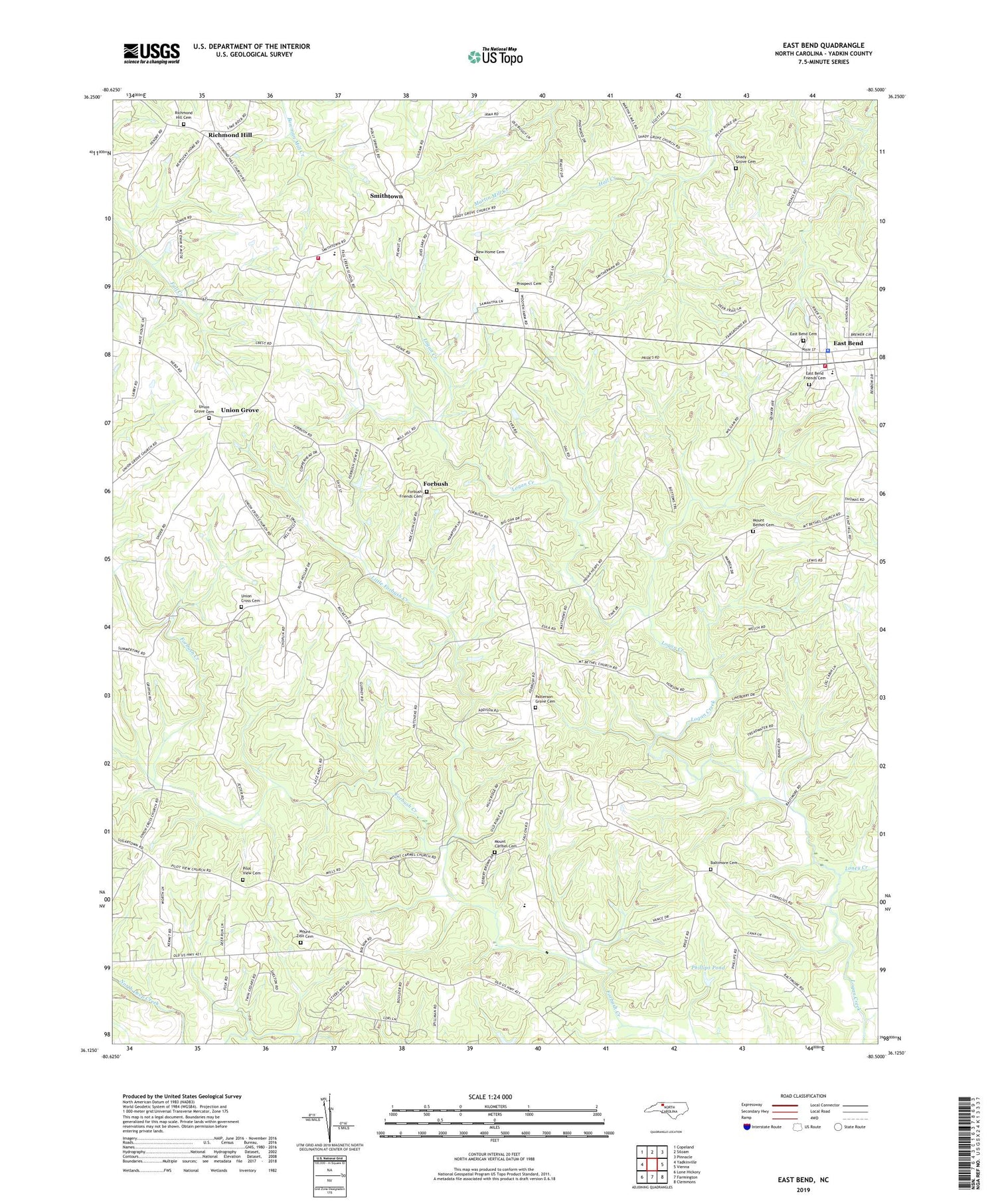 East Bend North Carolina US Topo Map Image