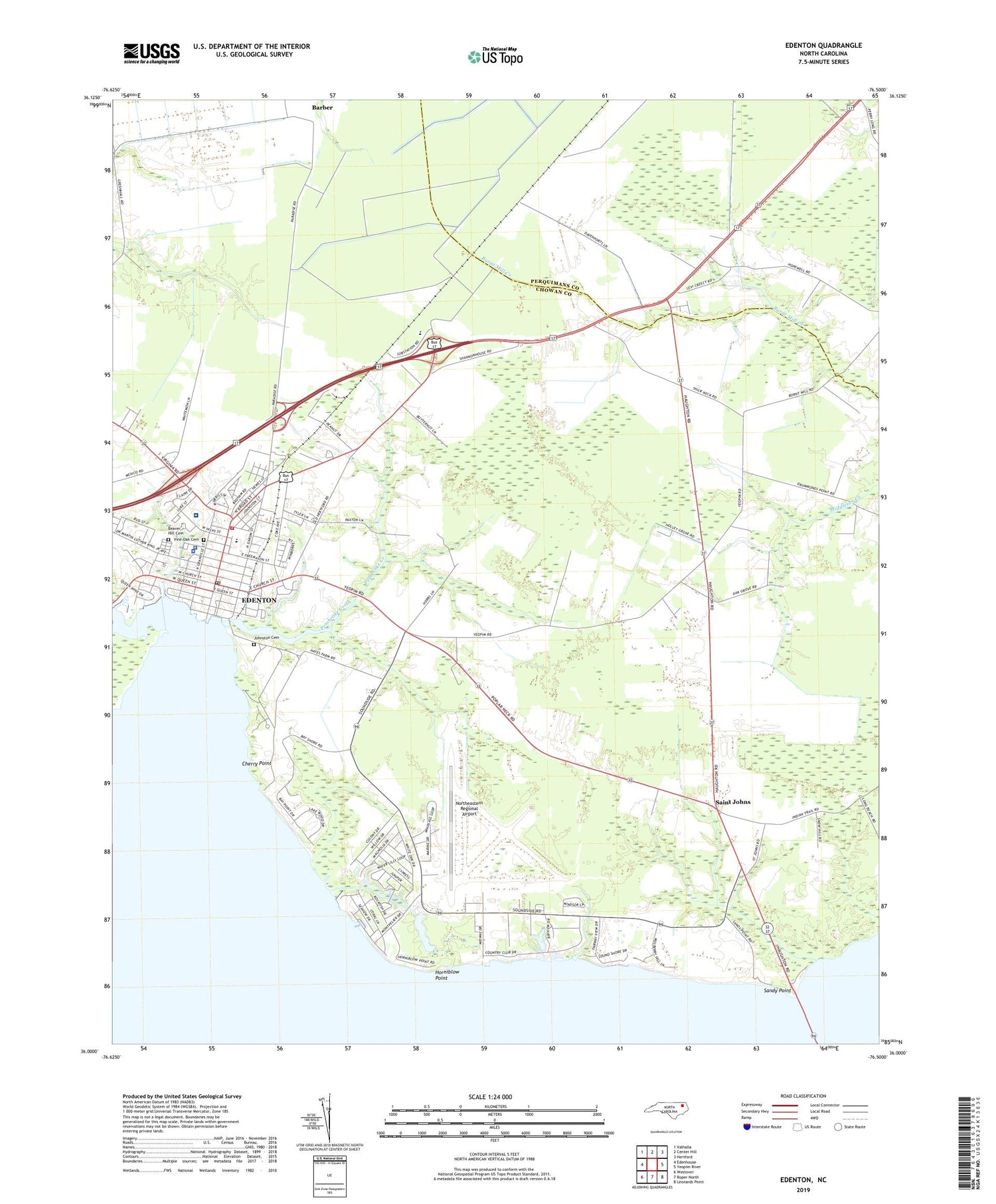 Edenton North Carolina US Topo Map Image