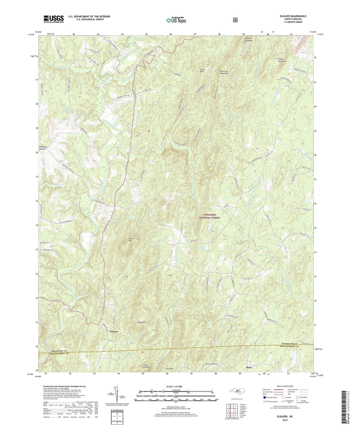 Eleazer North Carolina US Topo Map Image