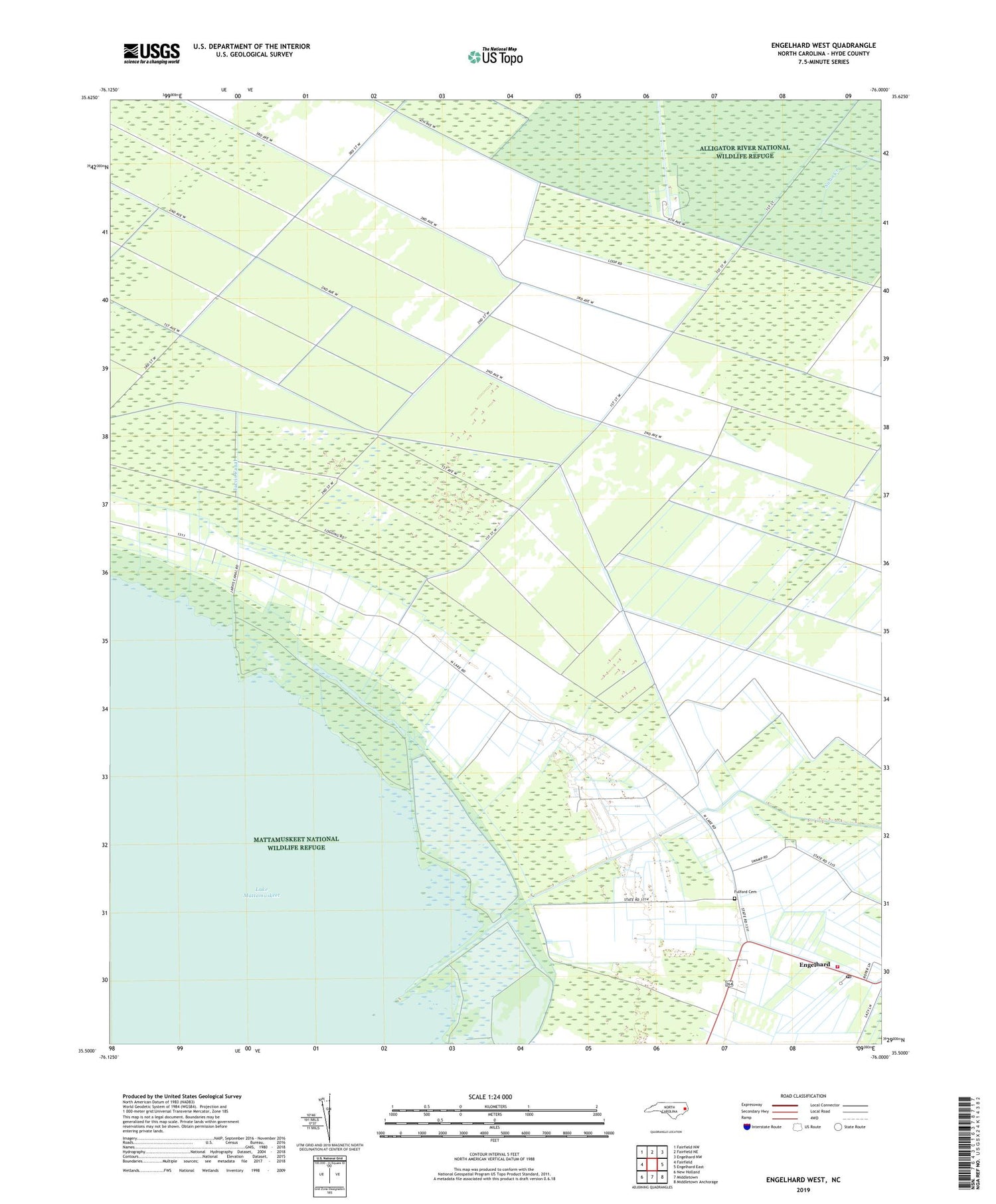 Engelhard West North Carolina US Topo Map Image