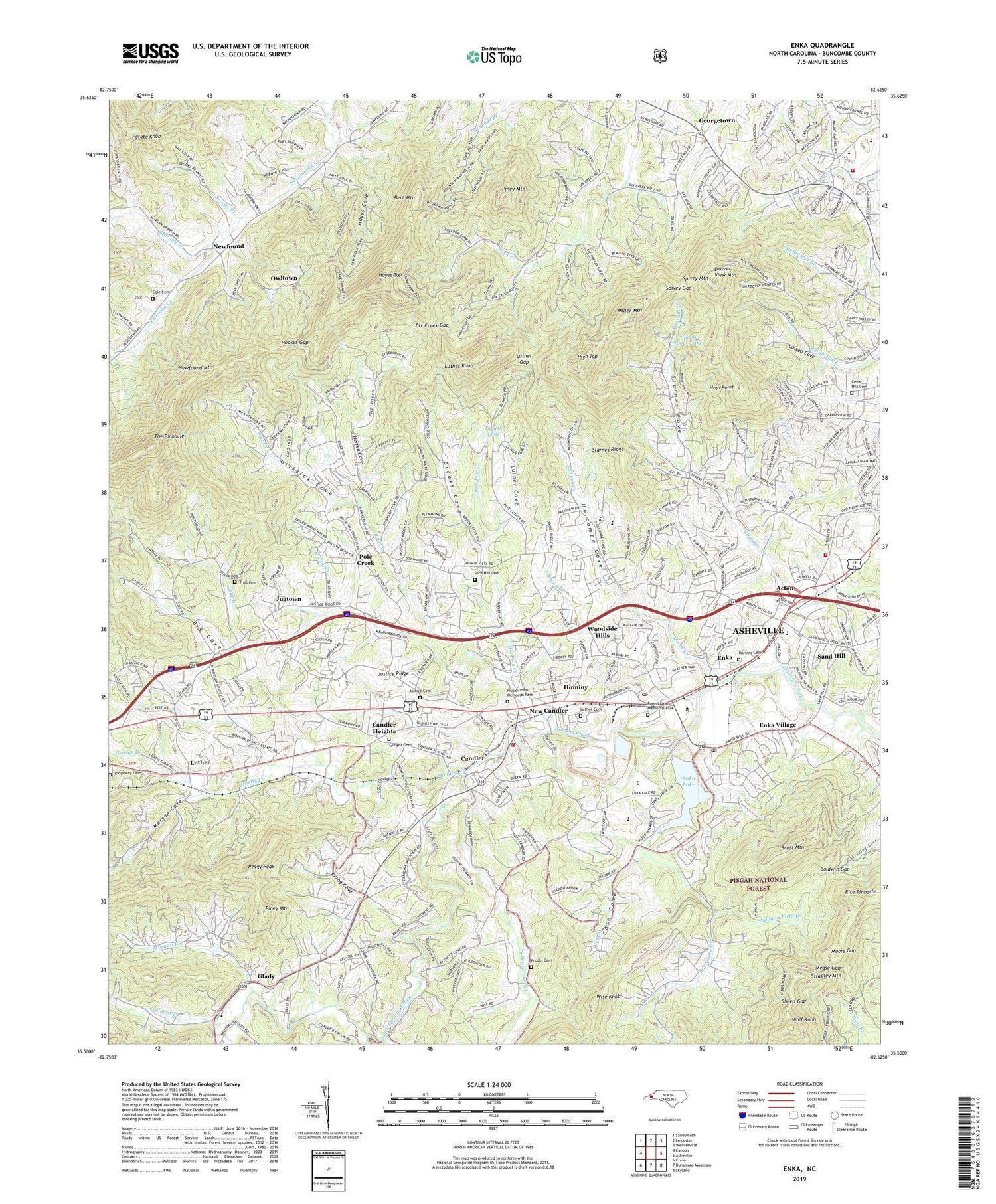 Enka North Carolina US Topo Map Image