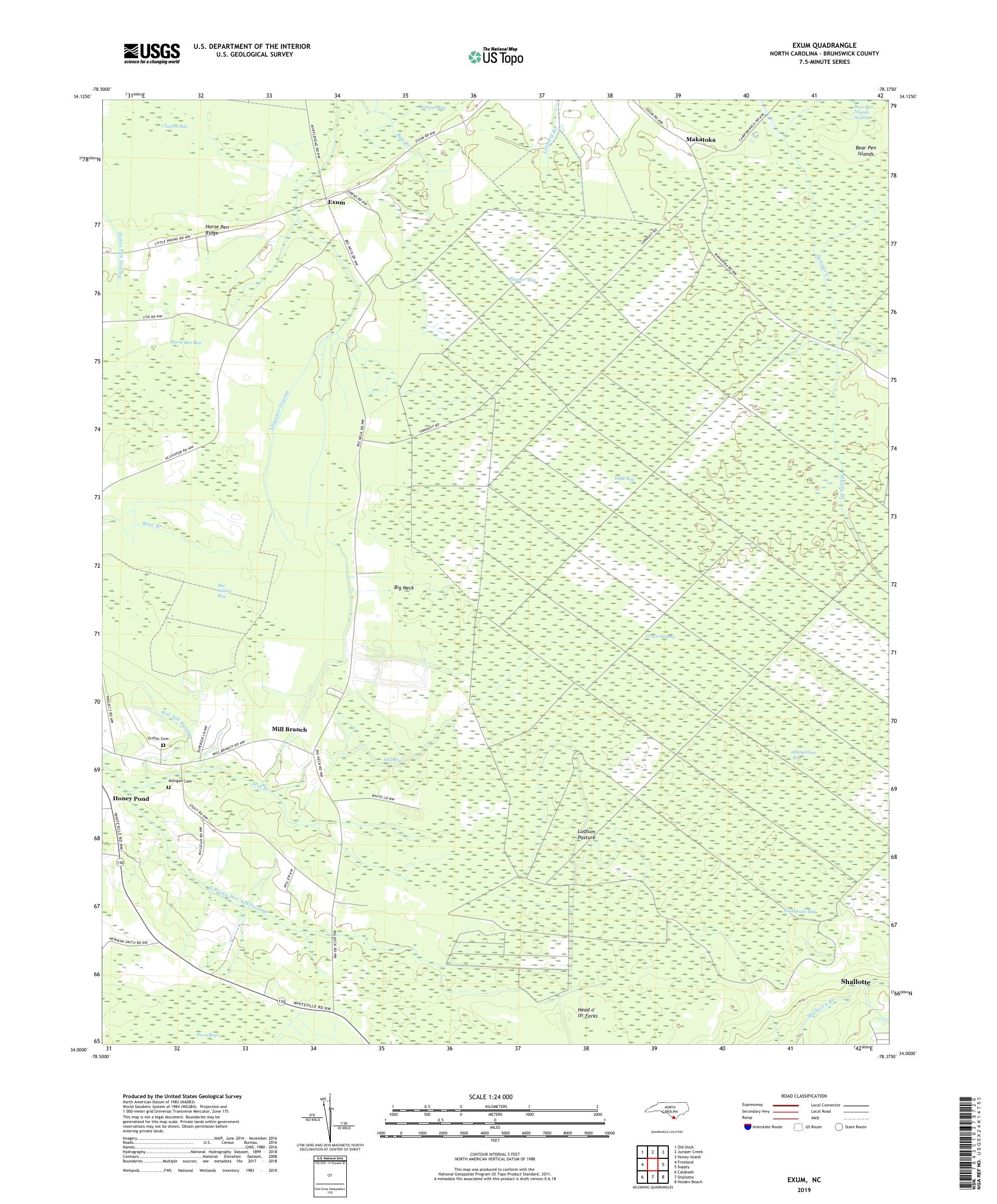 Exum North Carolina US Topo Map – MyTopo Map Store