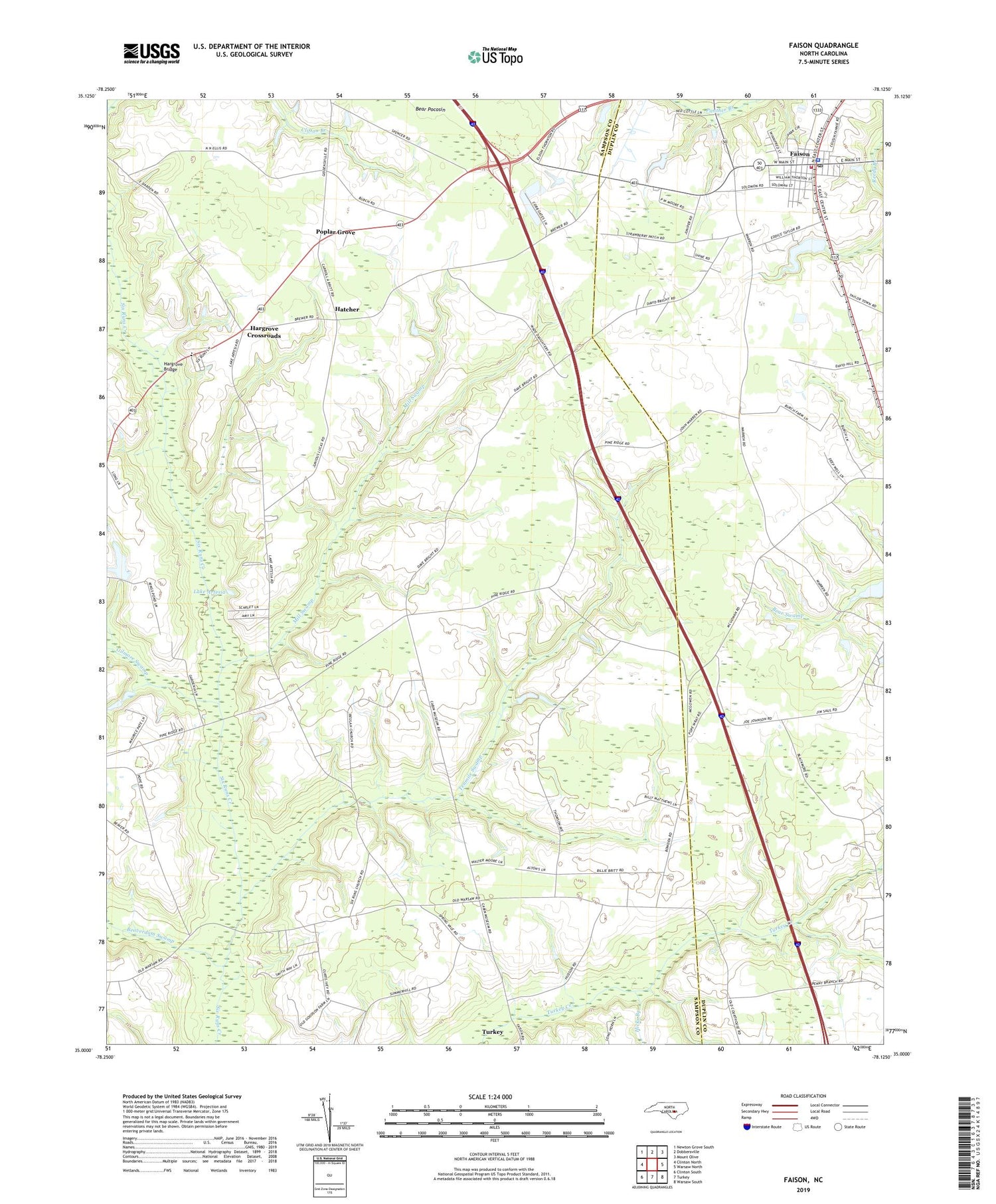 Faison North Carolina US Topo Map Image
