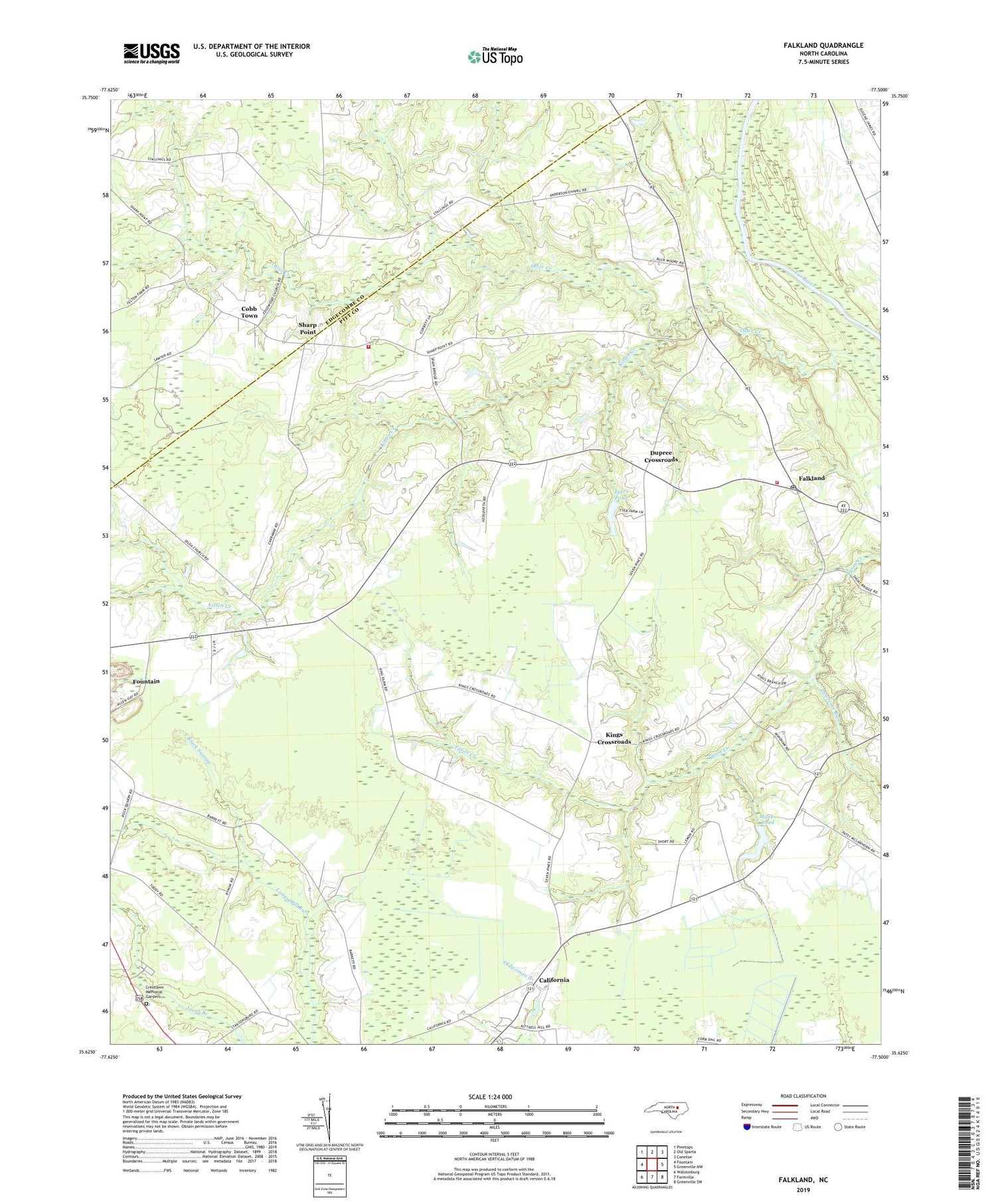 Falkland North Carolina US Topo Map Image