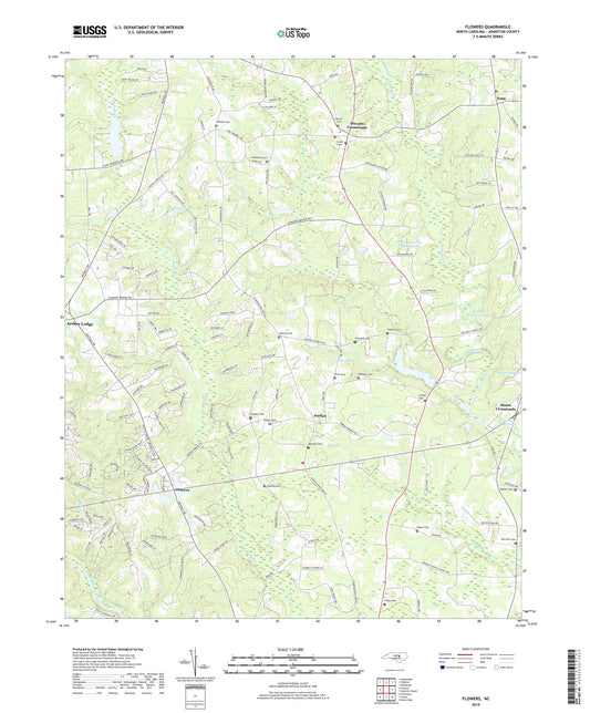 Flowers North Carolina US Topo Map Image