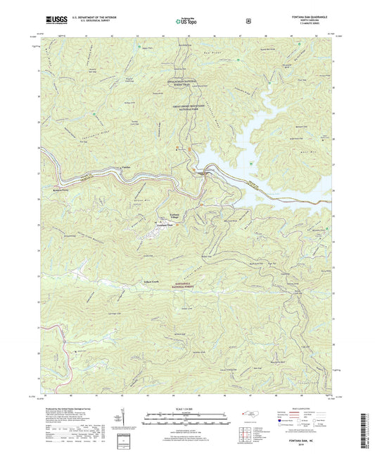 Fontana Dam North Carolina US Topo Map Image