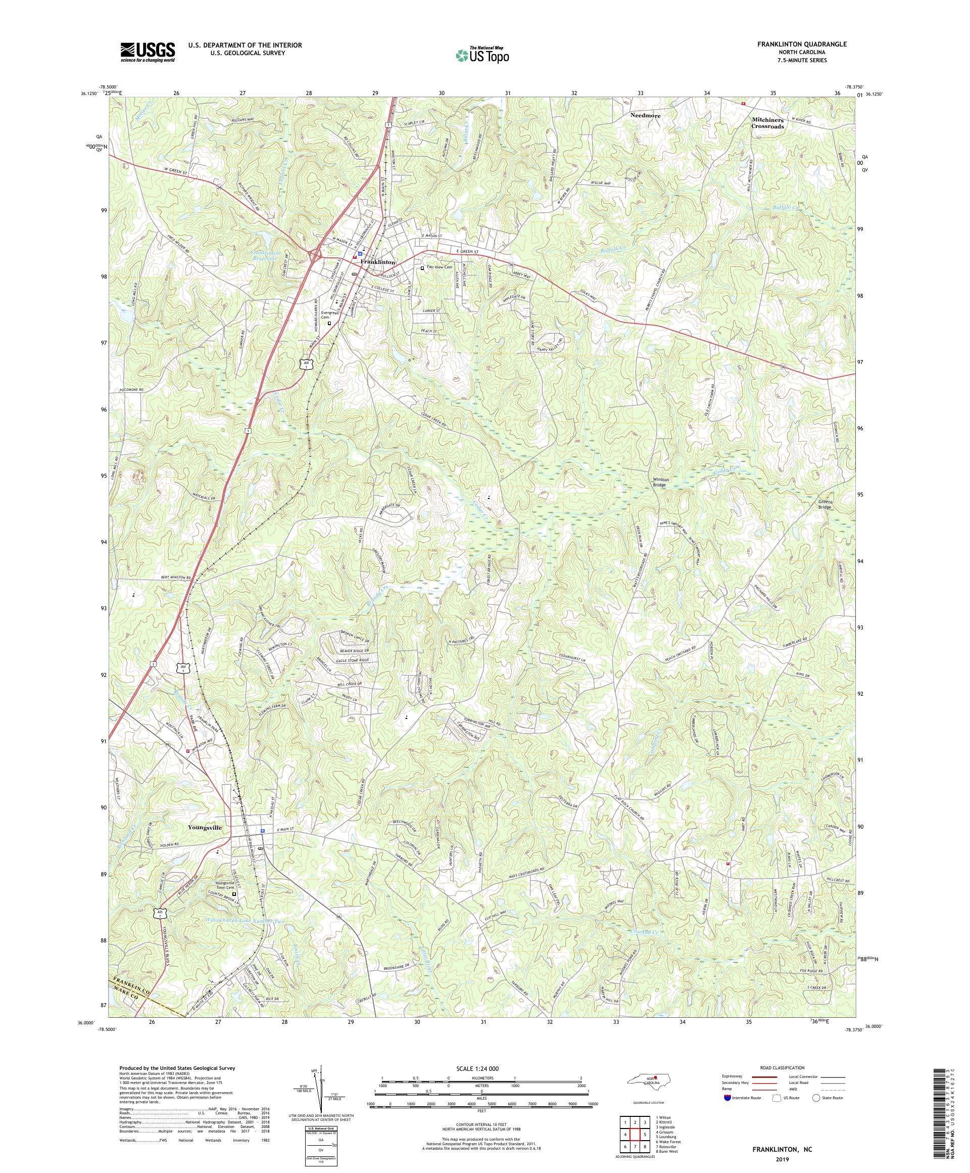 Franklinton North Carolina US Topo Map
