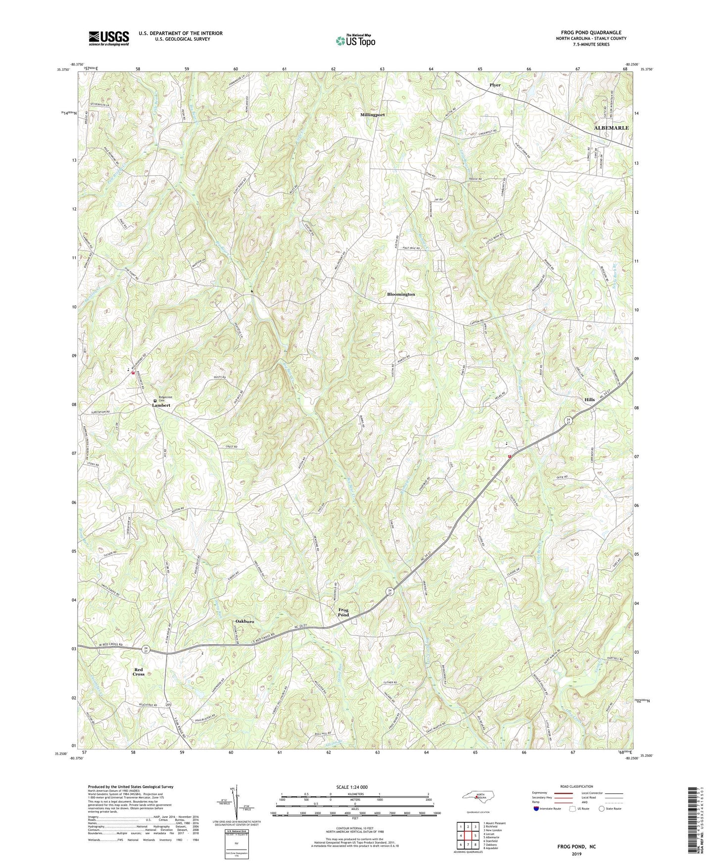 Frog Pond North Carolina US Topo Map Image