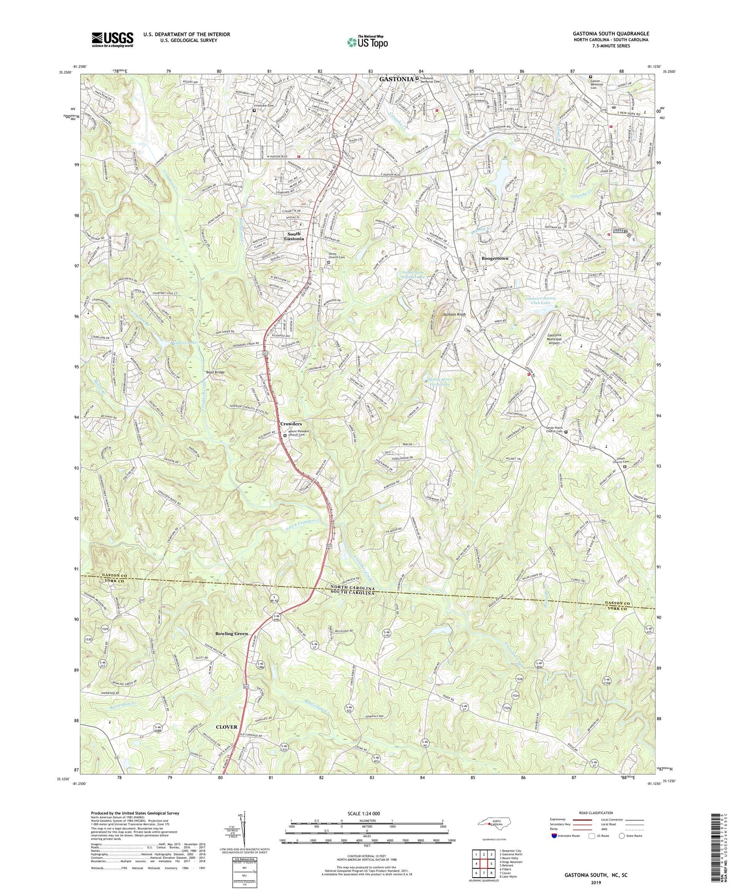 Gastonia South North Carolina US Topo Map Image