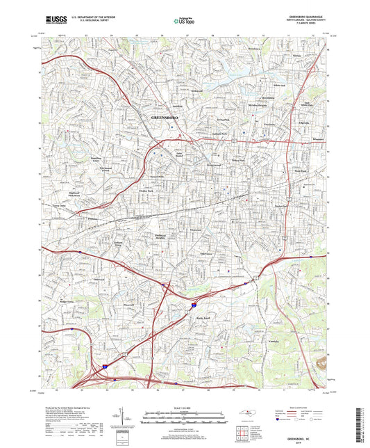 Greensboro North Carolina US Topo Map Image