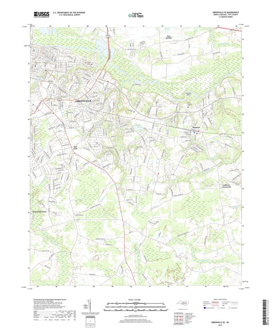 Greenville SE North Carolina US Topo Map Image