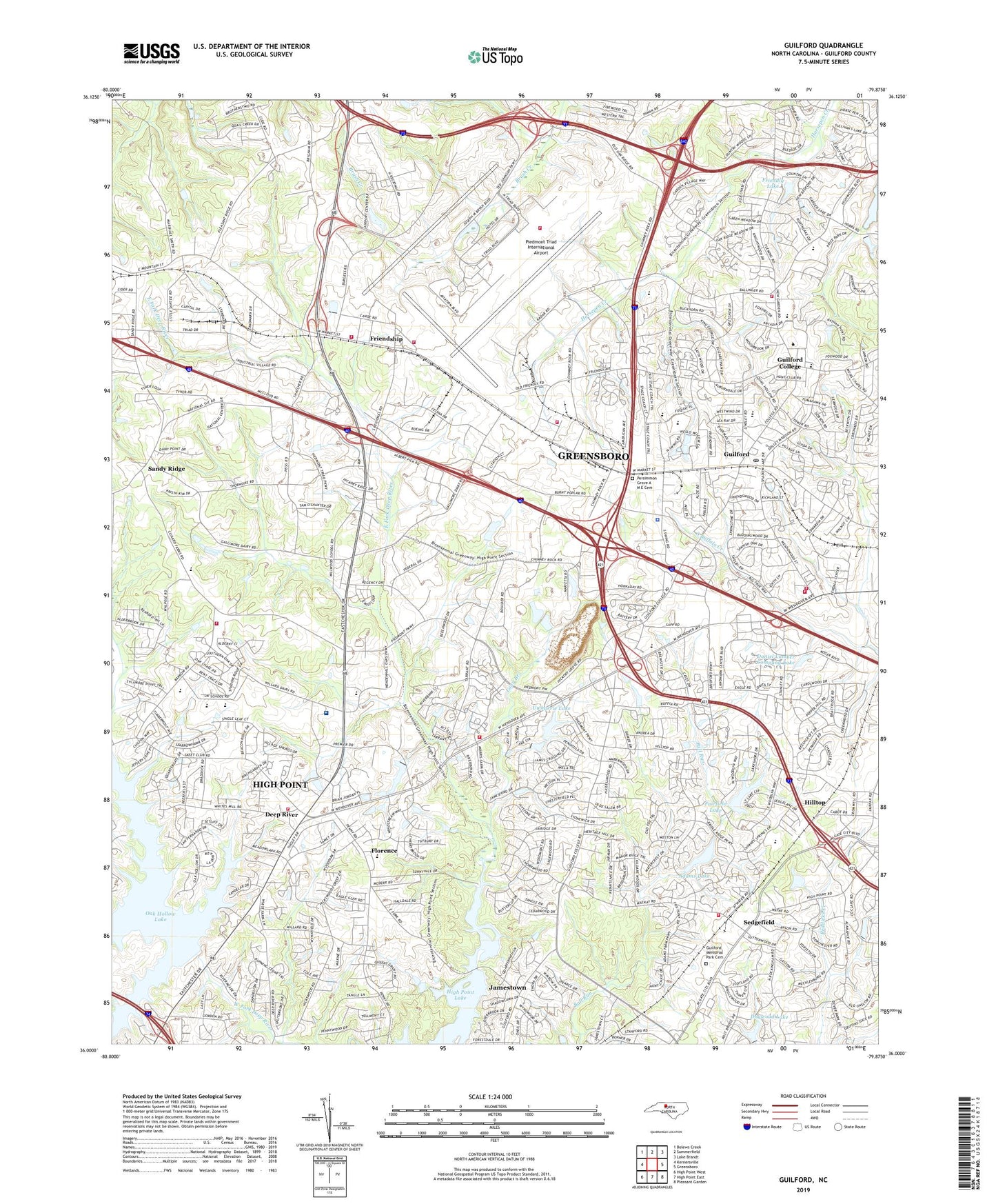 Guilford North Carolina US Topo Map Image