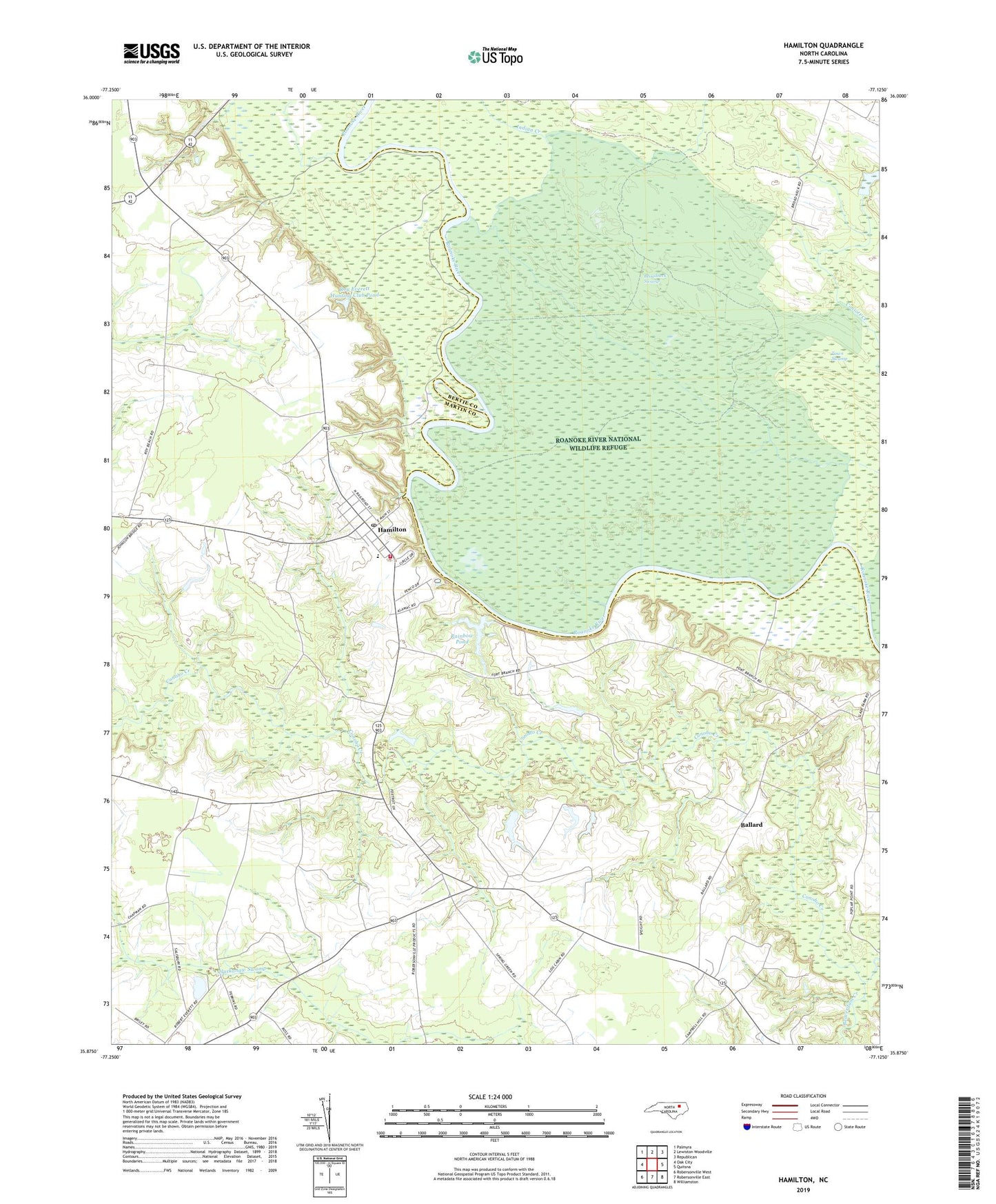 Hamilton North Carolina US Topo Map Image