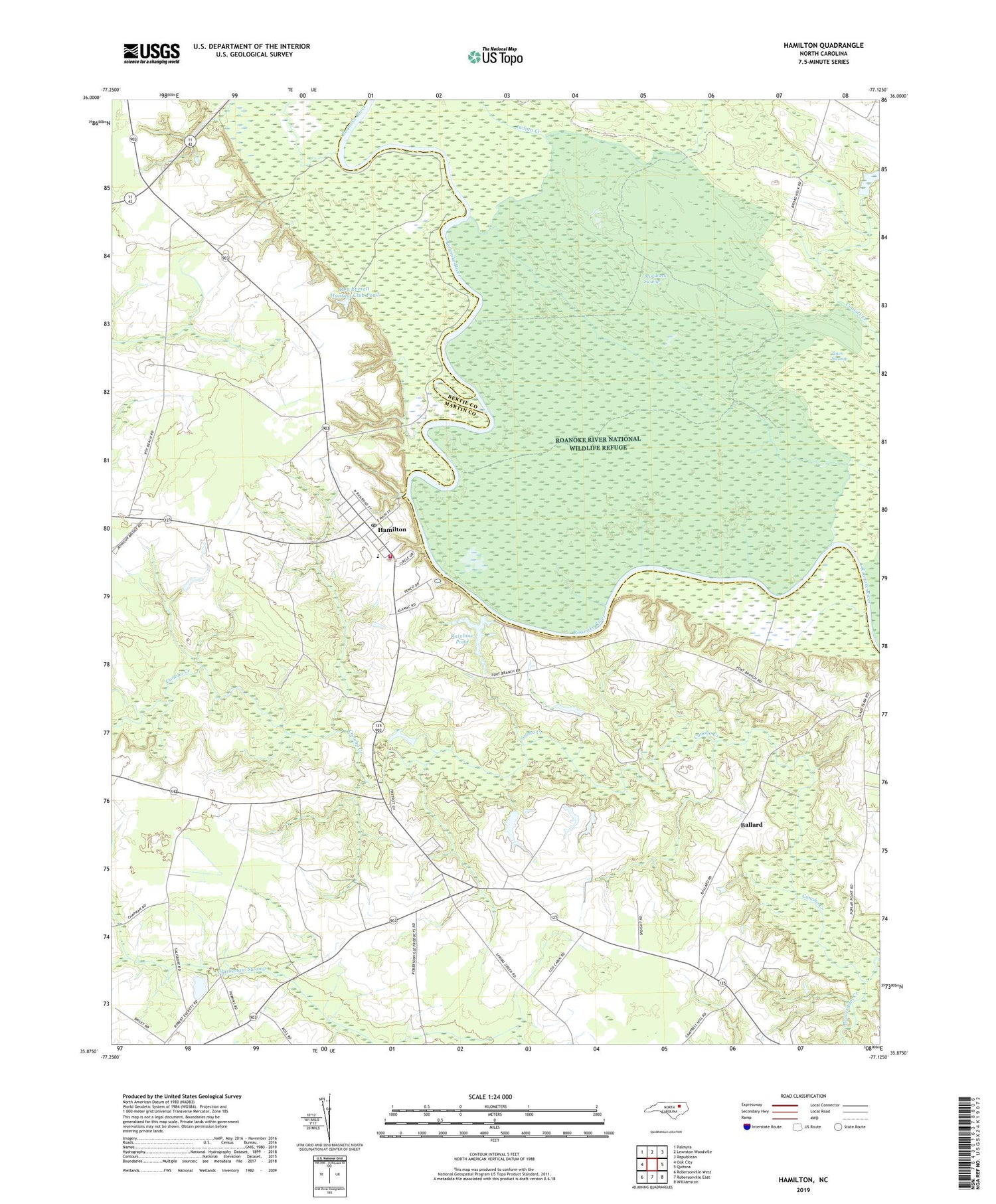 Hamilton North Carolina US Topo Map Image