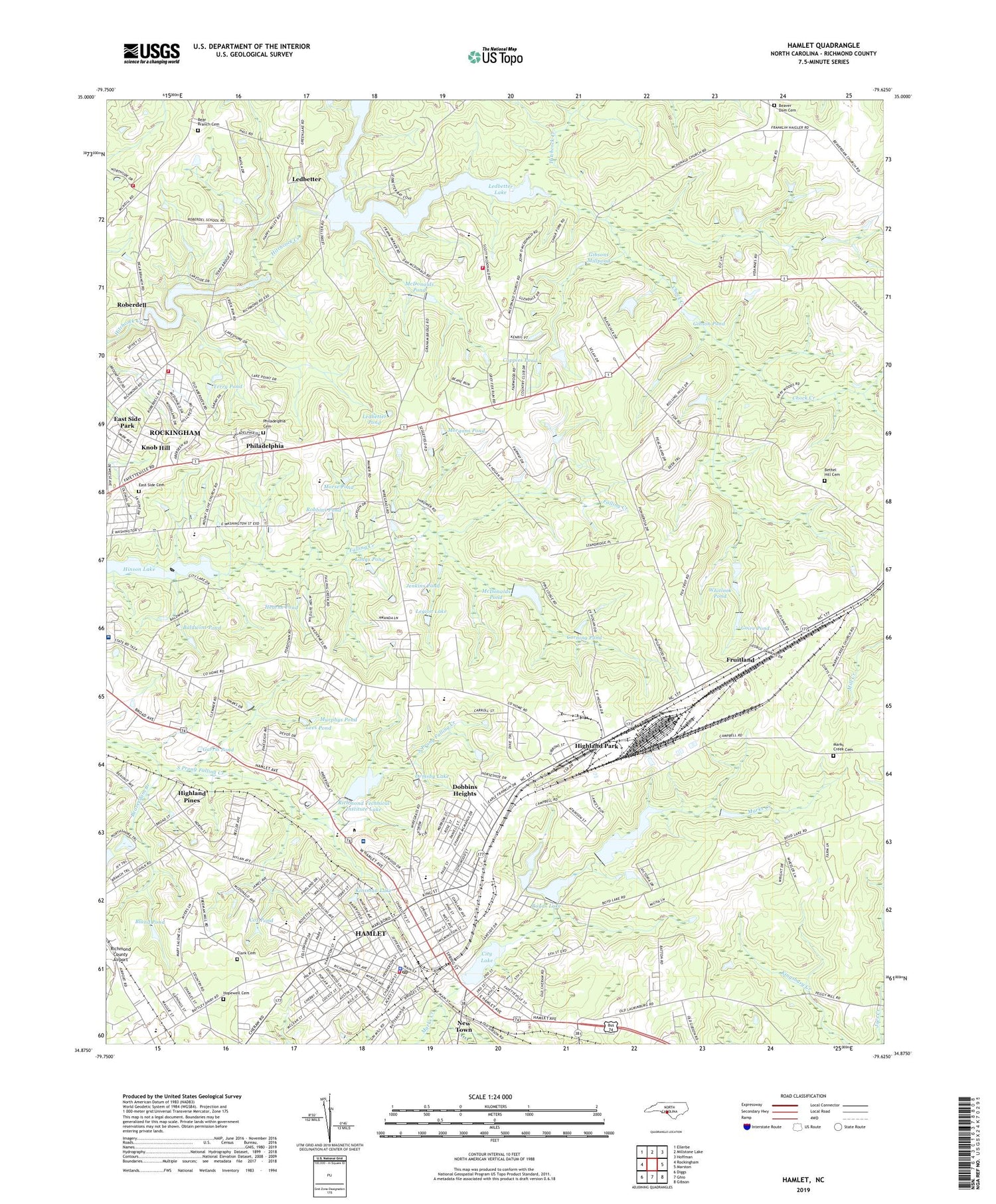Hamlet North Carolina US Topo Map Image