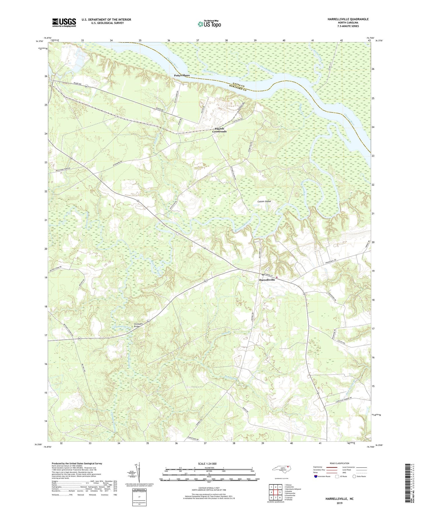 Harrellsville North Carolina US Topo Map Image