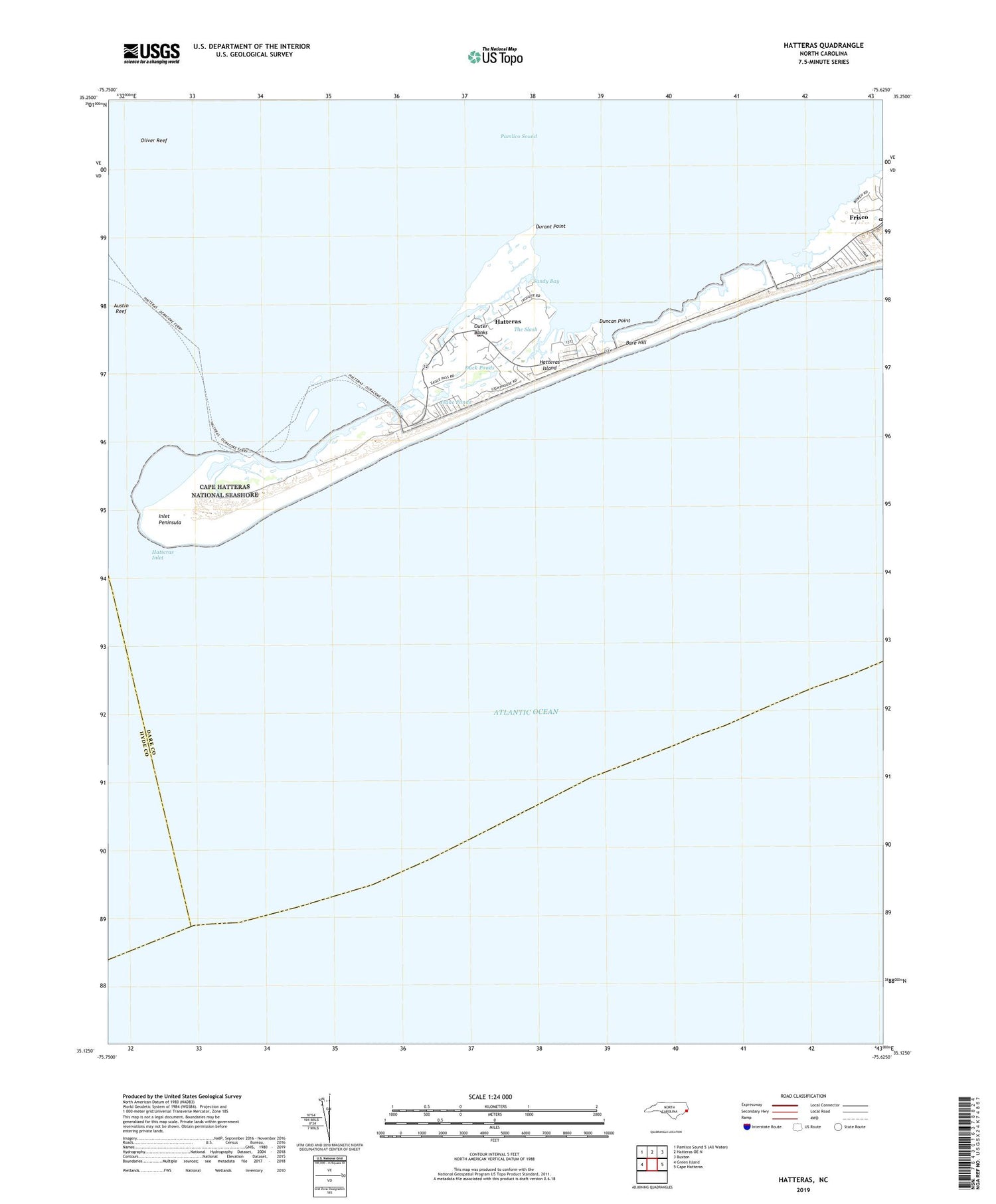 Hatteras North Carolina US Topo Map Image
