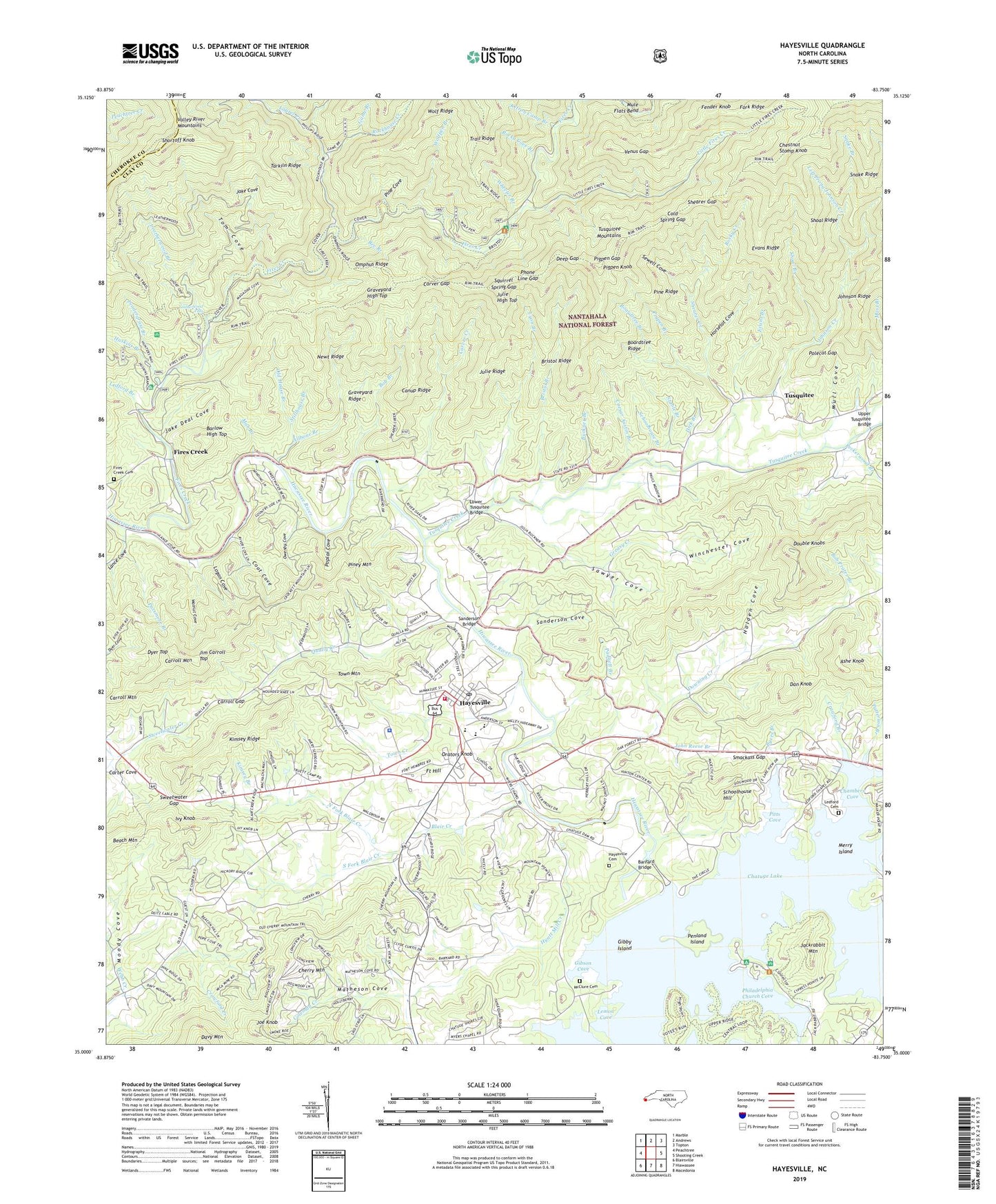 Hayesville North Carolina US Topo Map Image