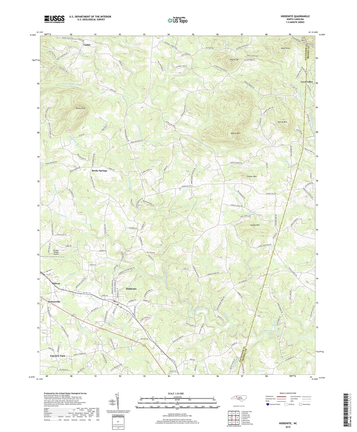 Hiddenite North Carolina US Topo Map Image