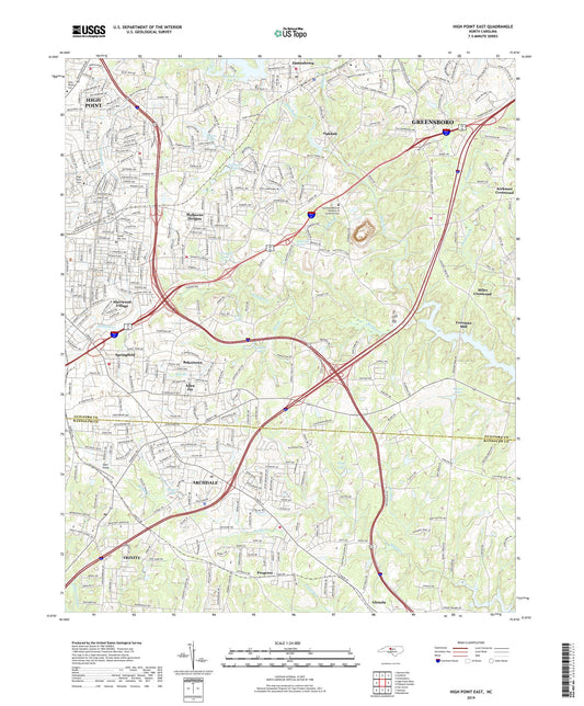 High Point East North Carolina US Topo Map Image