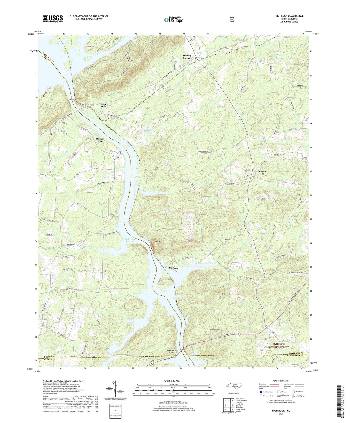 High Rock North Carolina US Topo Map Image