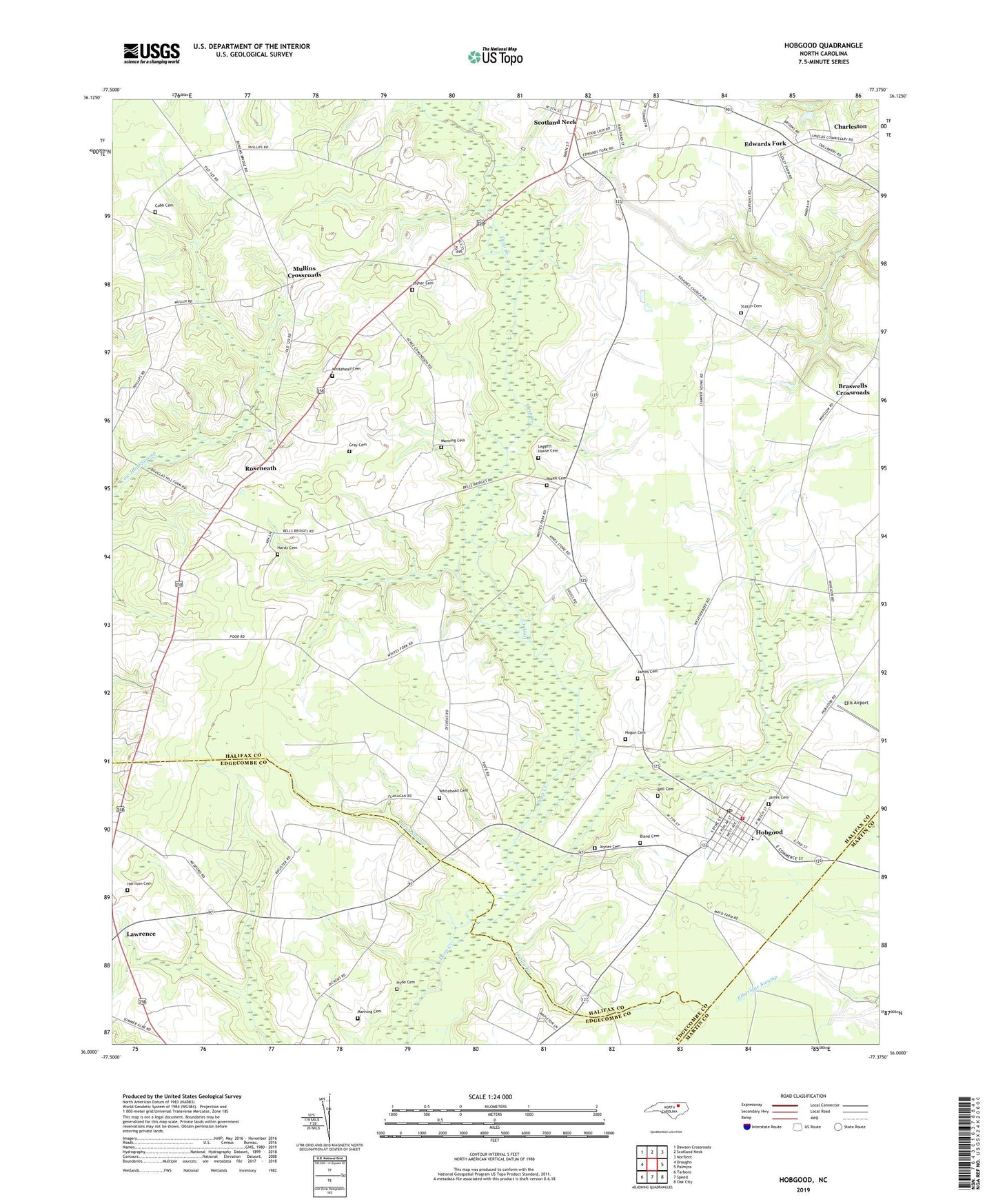 Hobgood North Carolina US Topo Map Image