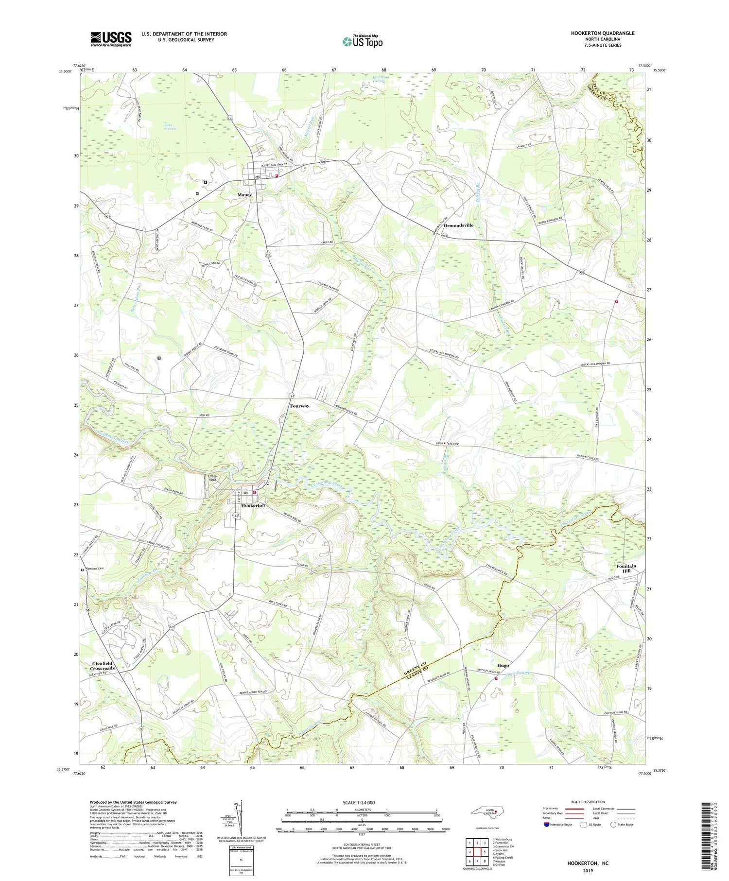 Hookerton North Carolina US Topo Map Image