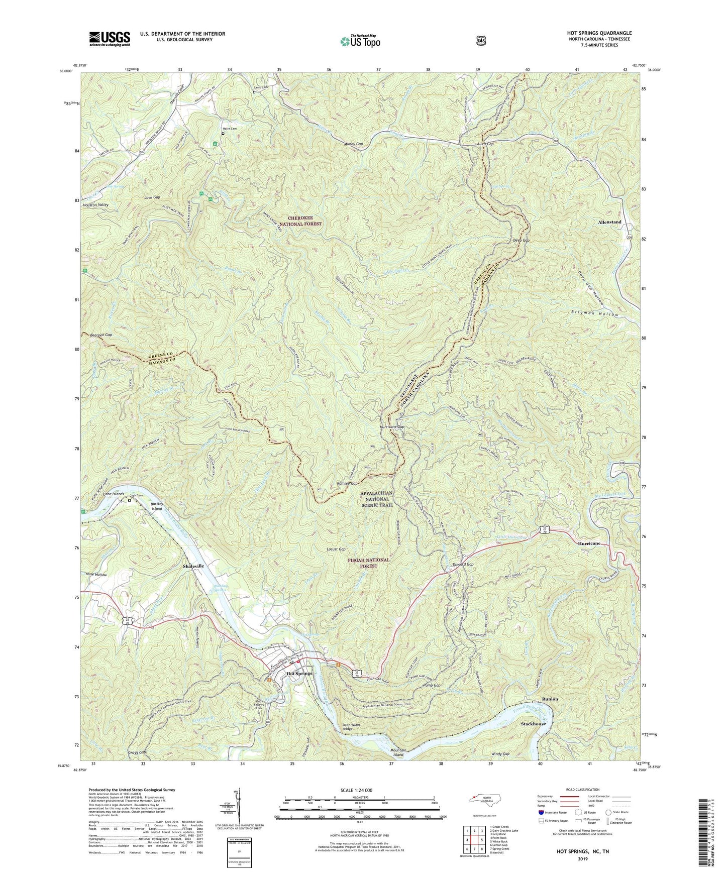 Hot Springs North Carolina US Topo Map Image
