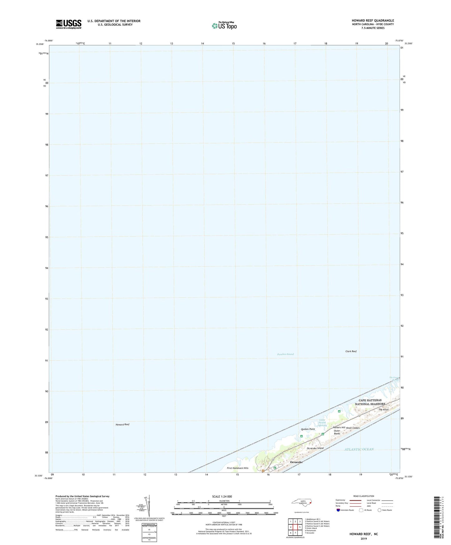 Howard Reef North Carolina US Topo Map Image