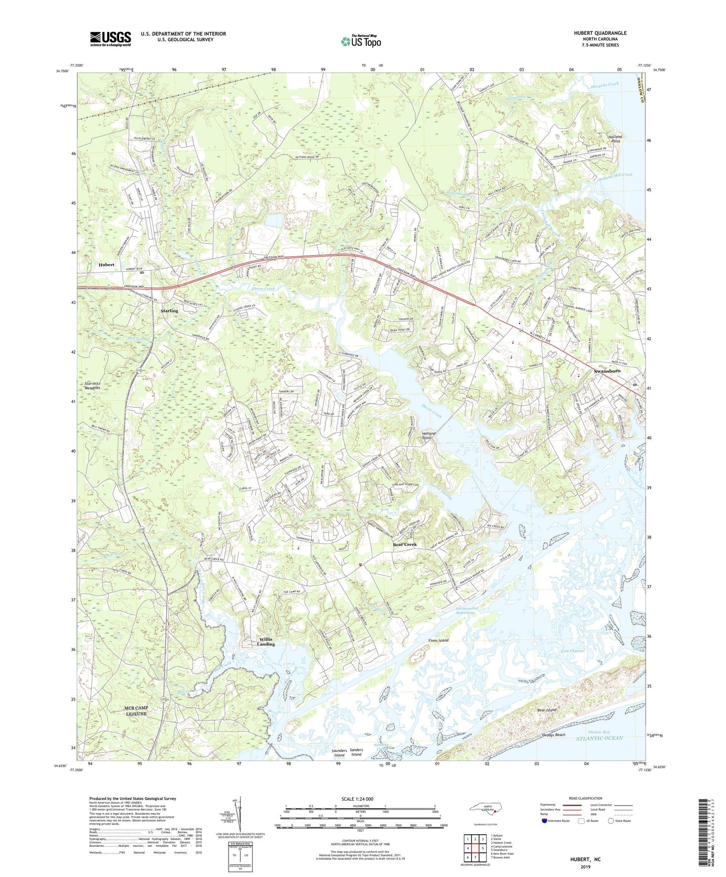 Hubert North Carolina US Topo Map Image
