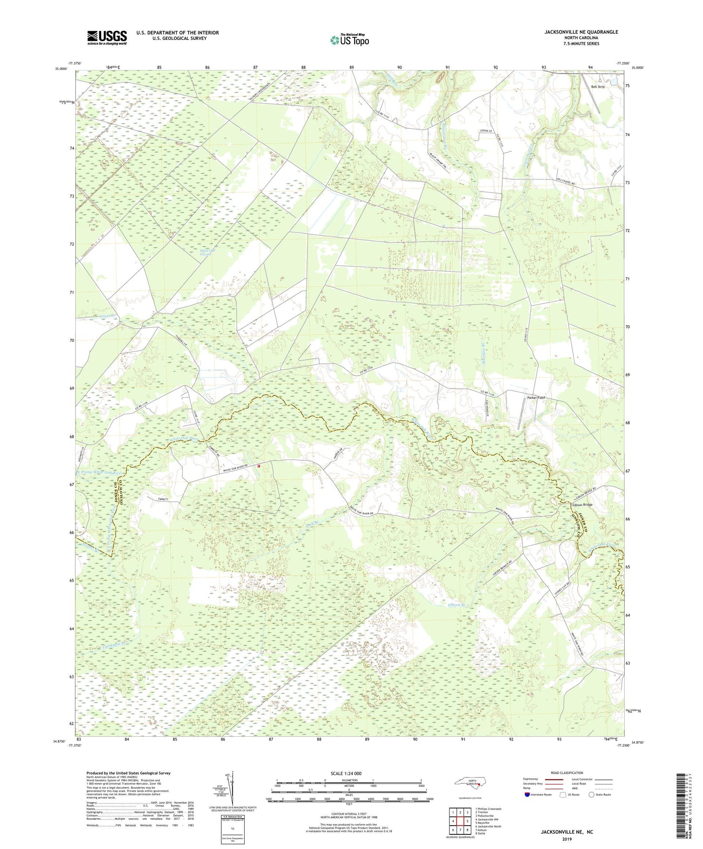 Jacksonville NE North Carolina US Topo Map Image