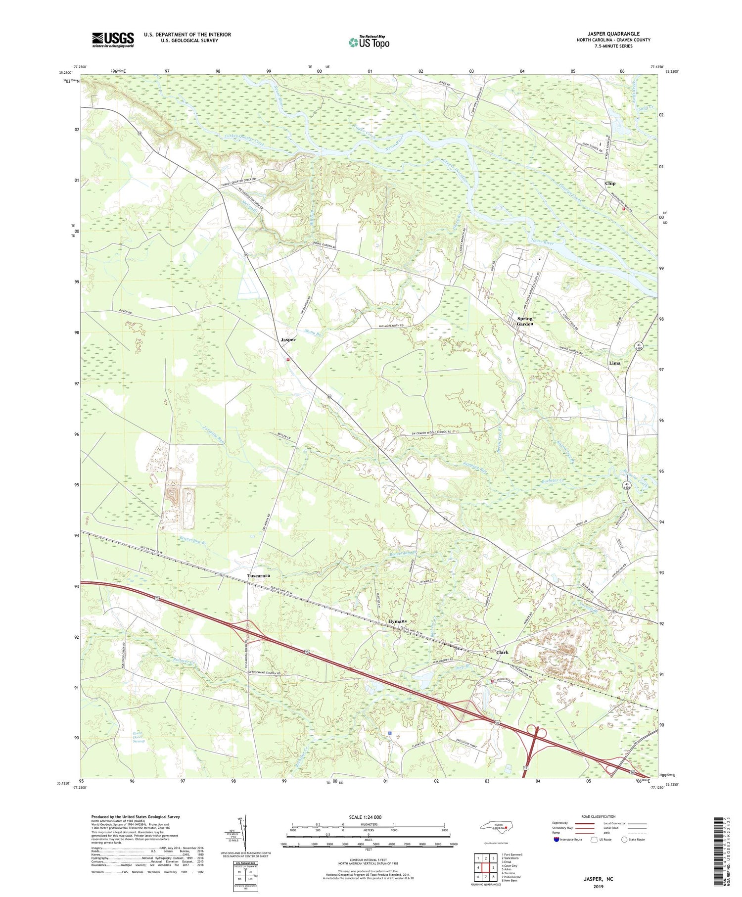 Jasper North Carolina US Topo Map Image