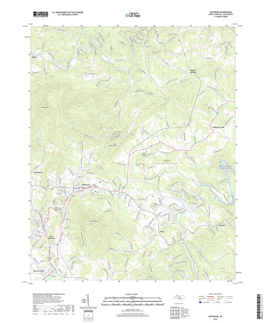 Jefferson North Carolina US Topo Map Image