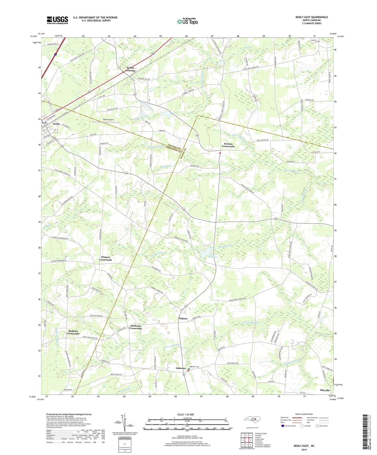 Kenly East North Carolina US Topo Map Image