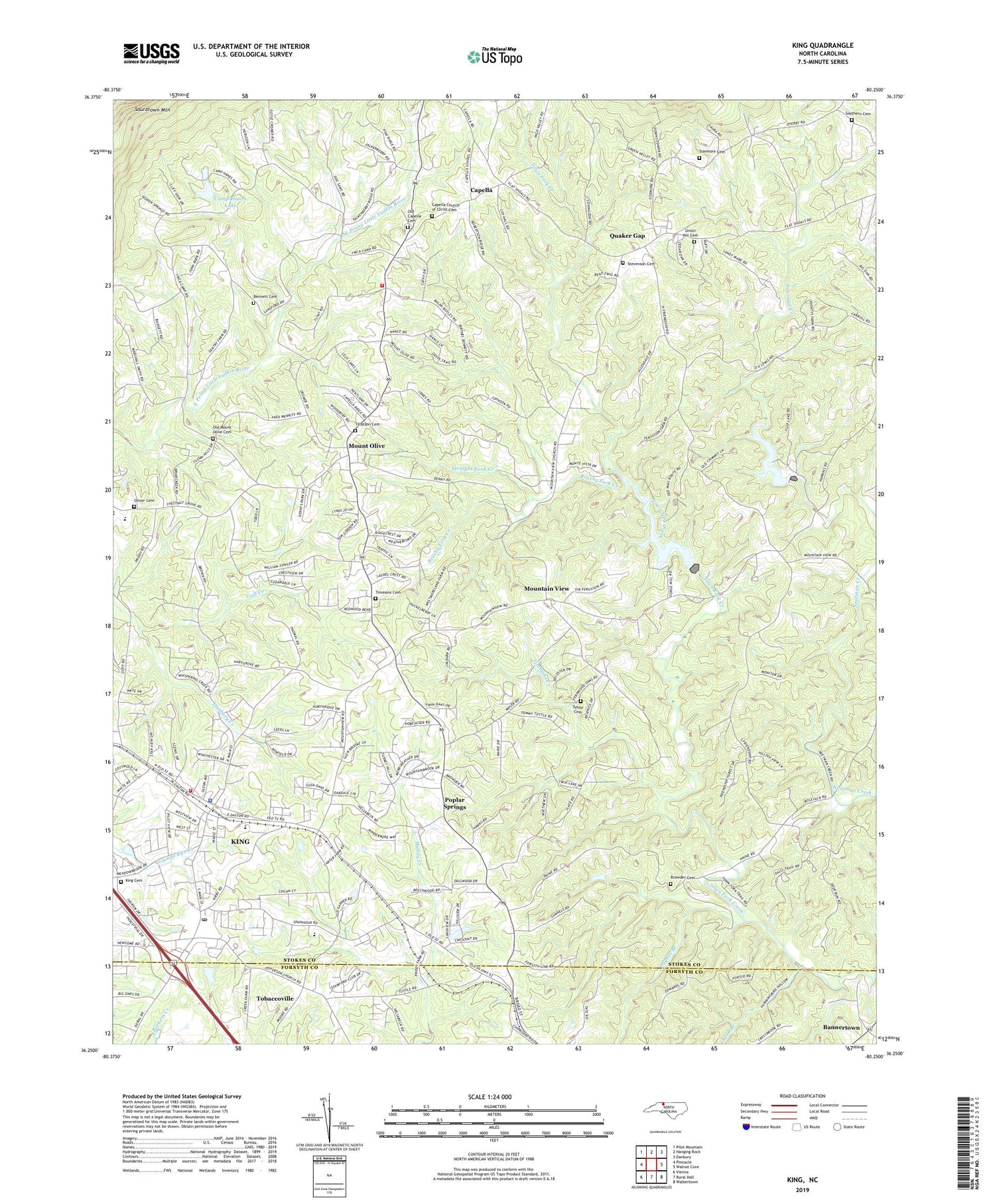 King North Carolina US Topo Map Image
