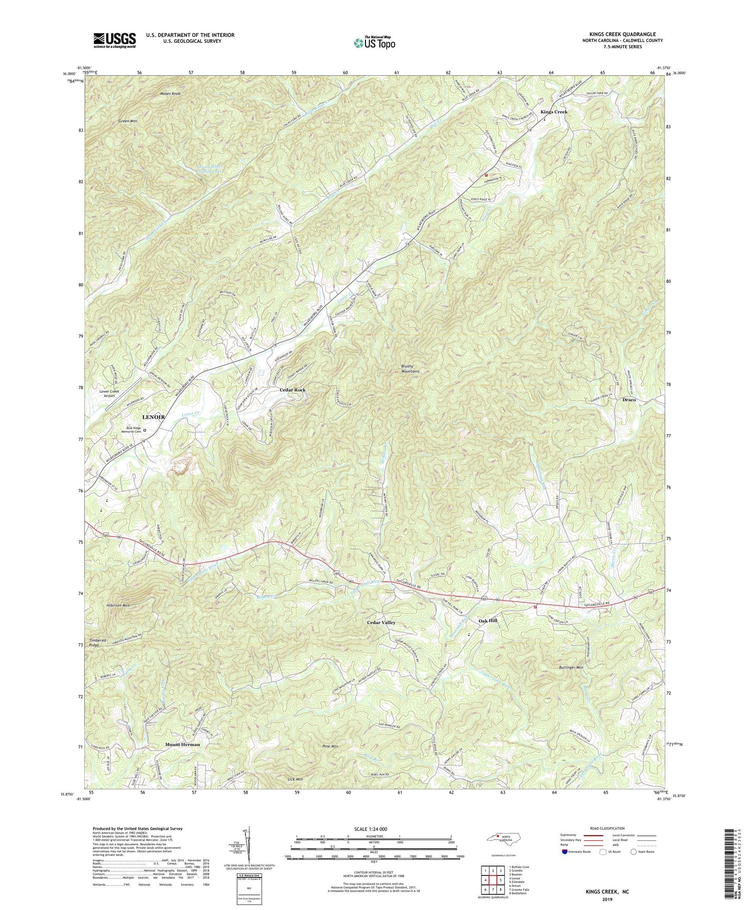 Kings Creek North Carolina US Topo Map Image