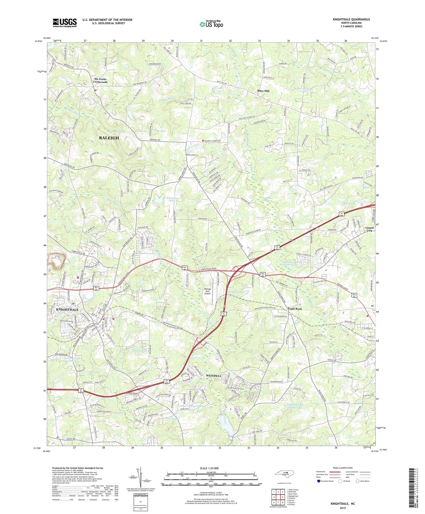 Knightdale North Carolina US Topo Map Image