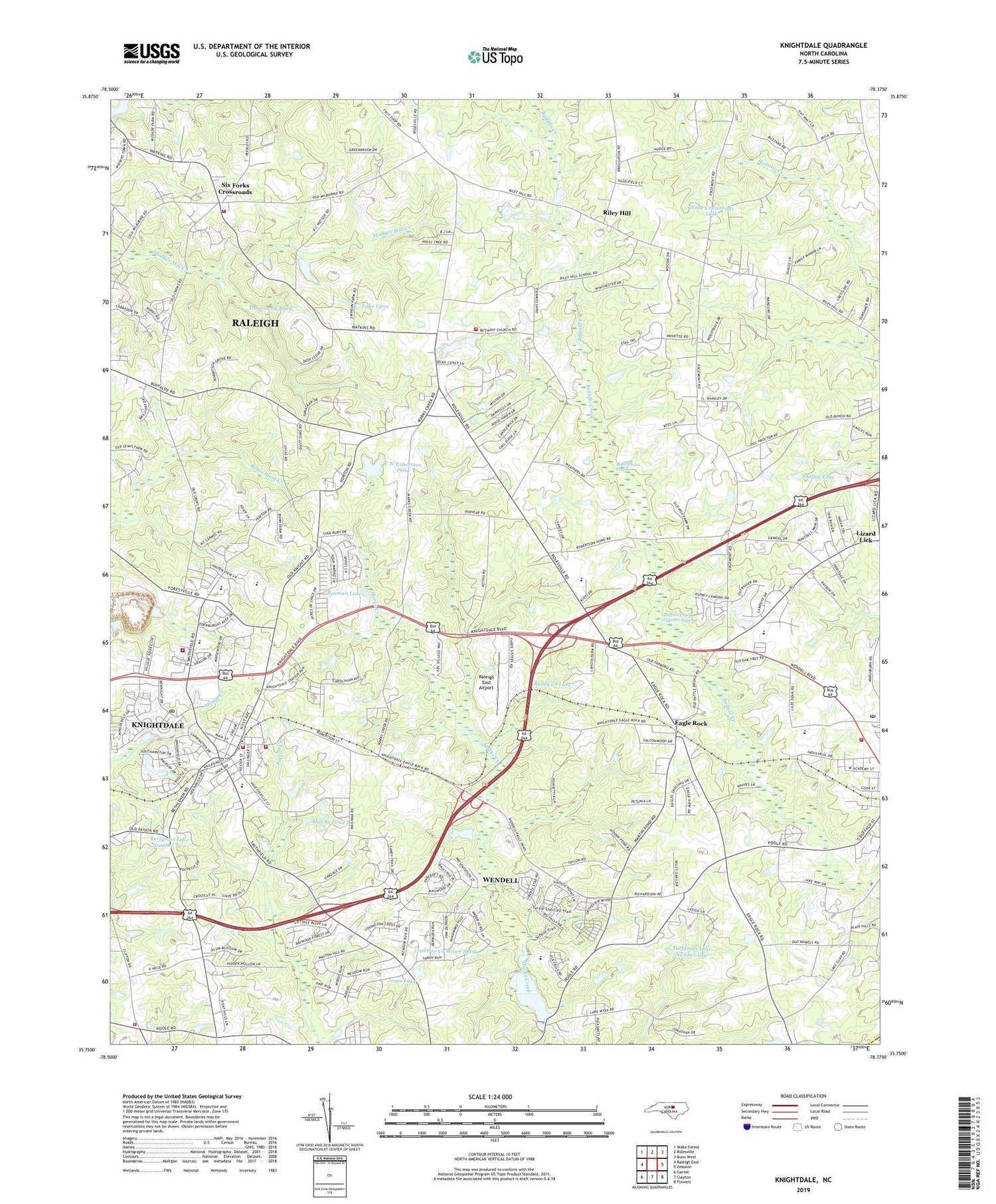 Knightdale North Carolina US Topo Map Image