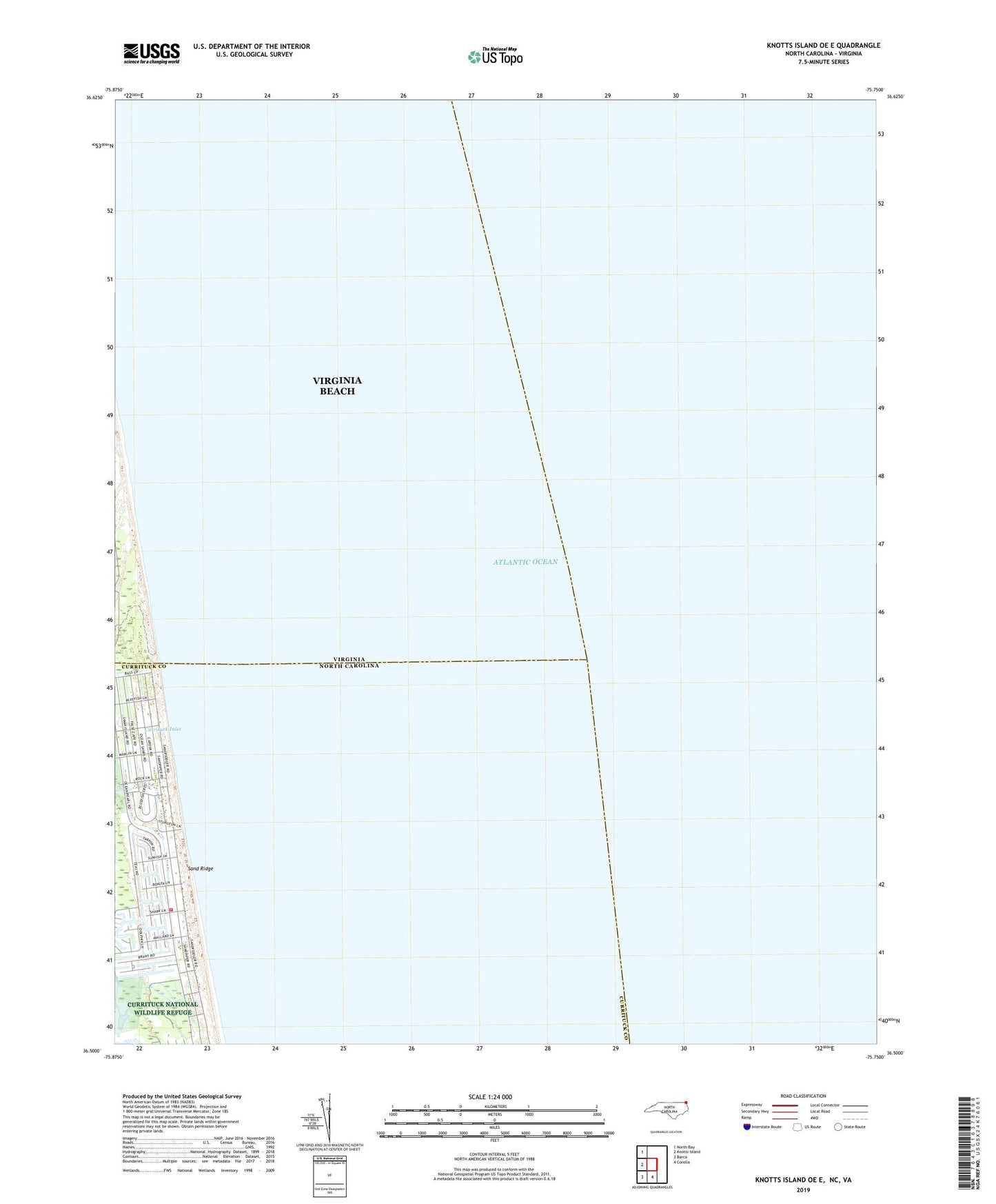 Knotts Island OE E North Carolina US Topo Map Image