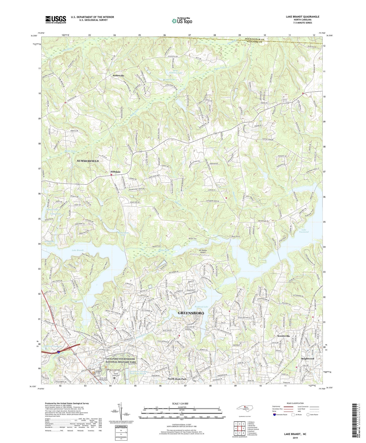 Lake Brandt North Carolina US Topo Map Image