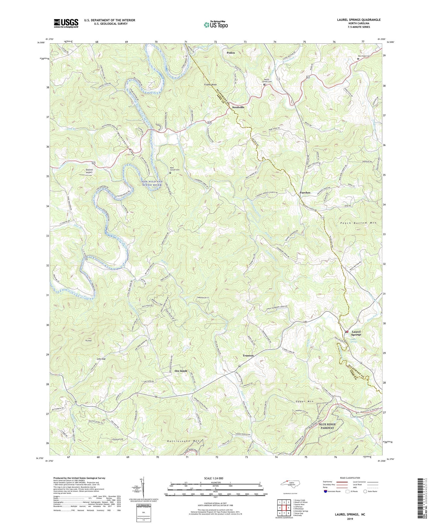Laurel Springs North Carolina US Topo Map Image