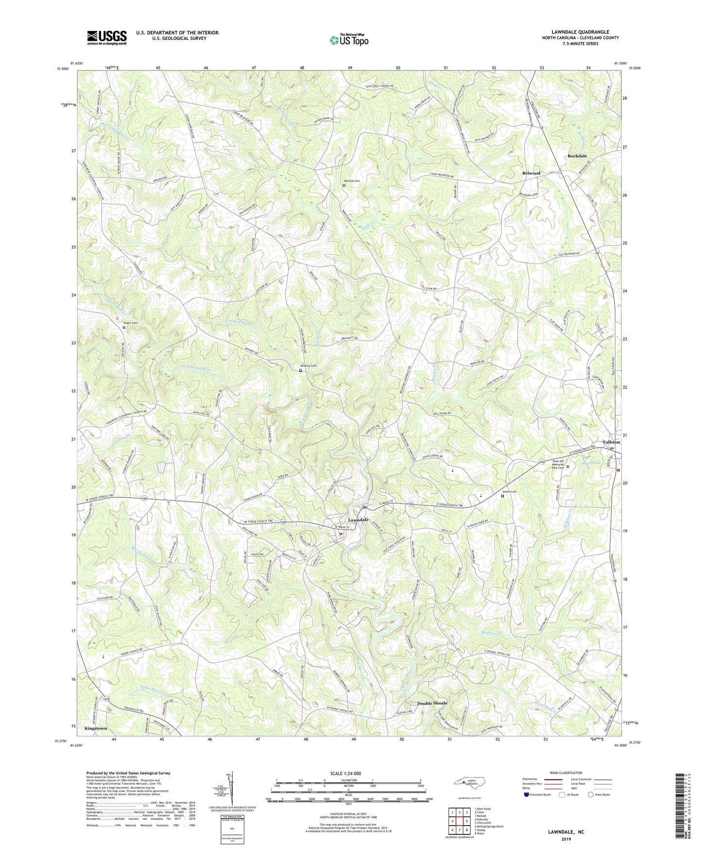 Lawndale North Carolina US Topo Map Image