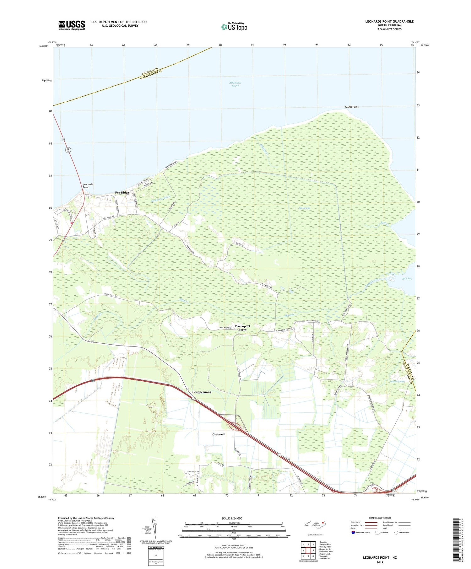 Leonards Point North Carolina US Topo Map Image