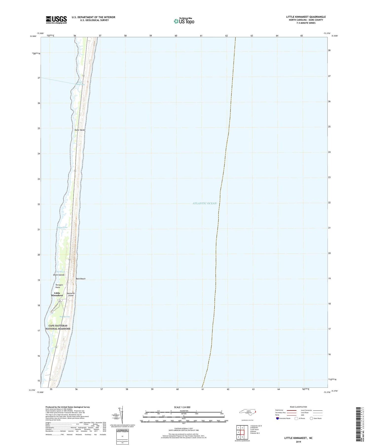 Little Kinnakeet North Carolina US Topo Map Image