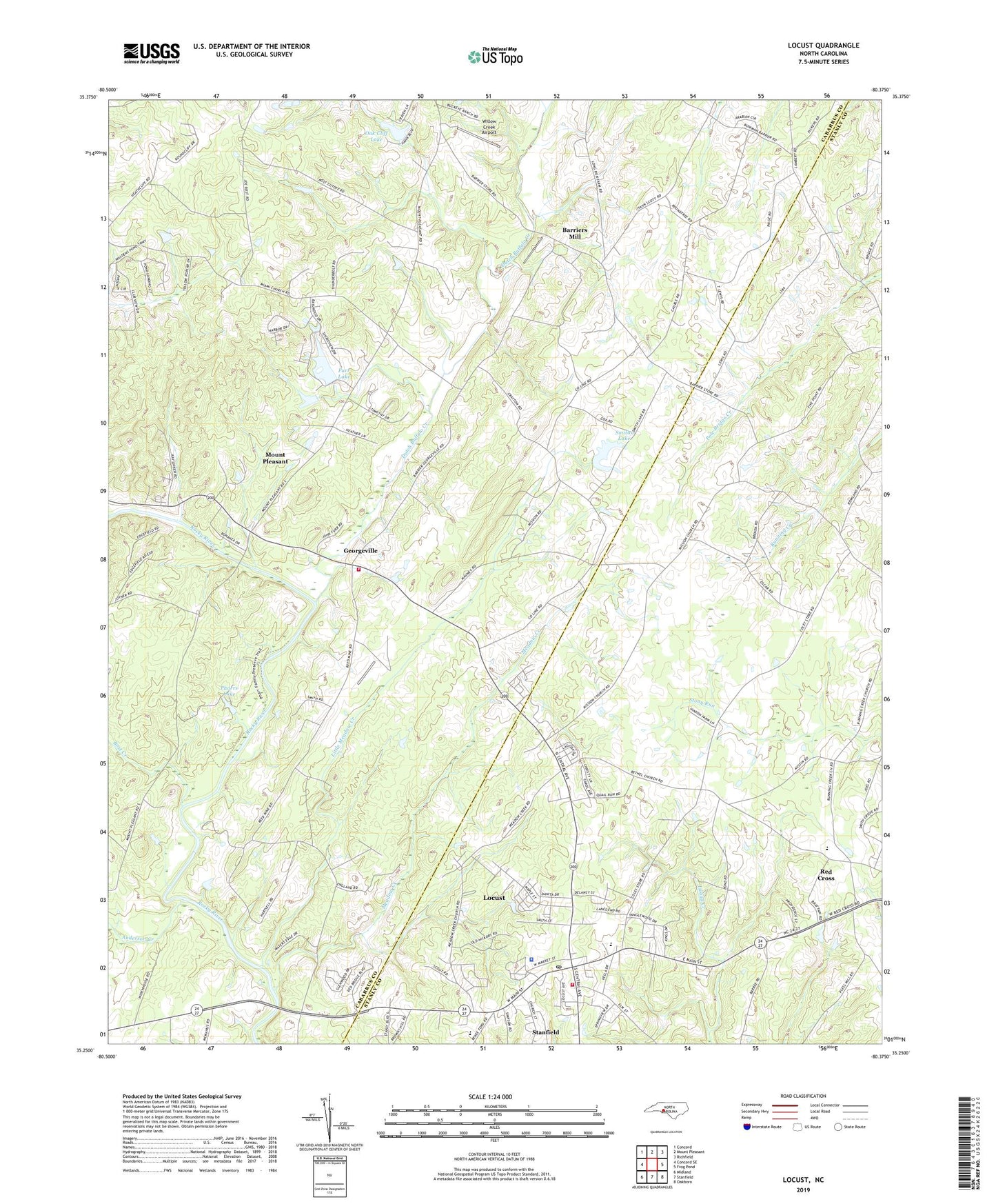 Locust North Carolina US Topo Map Image