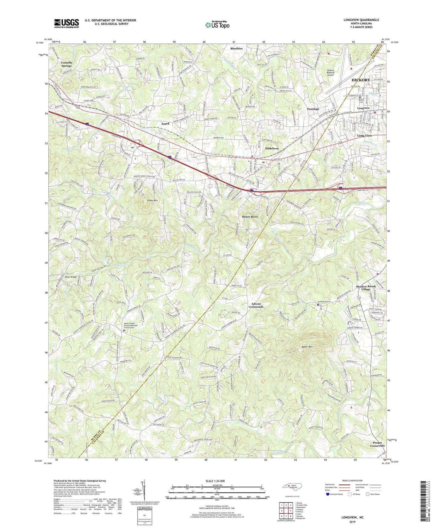 Longview North Carolina US Topo Map Image
