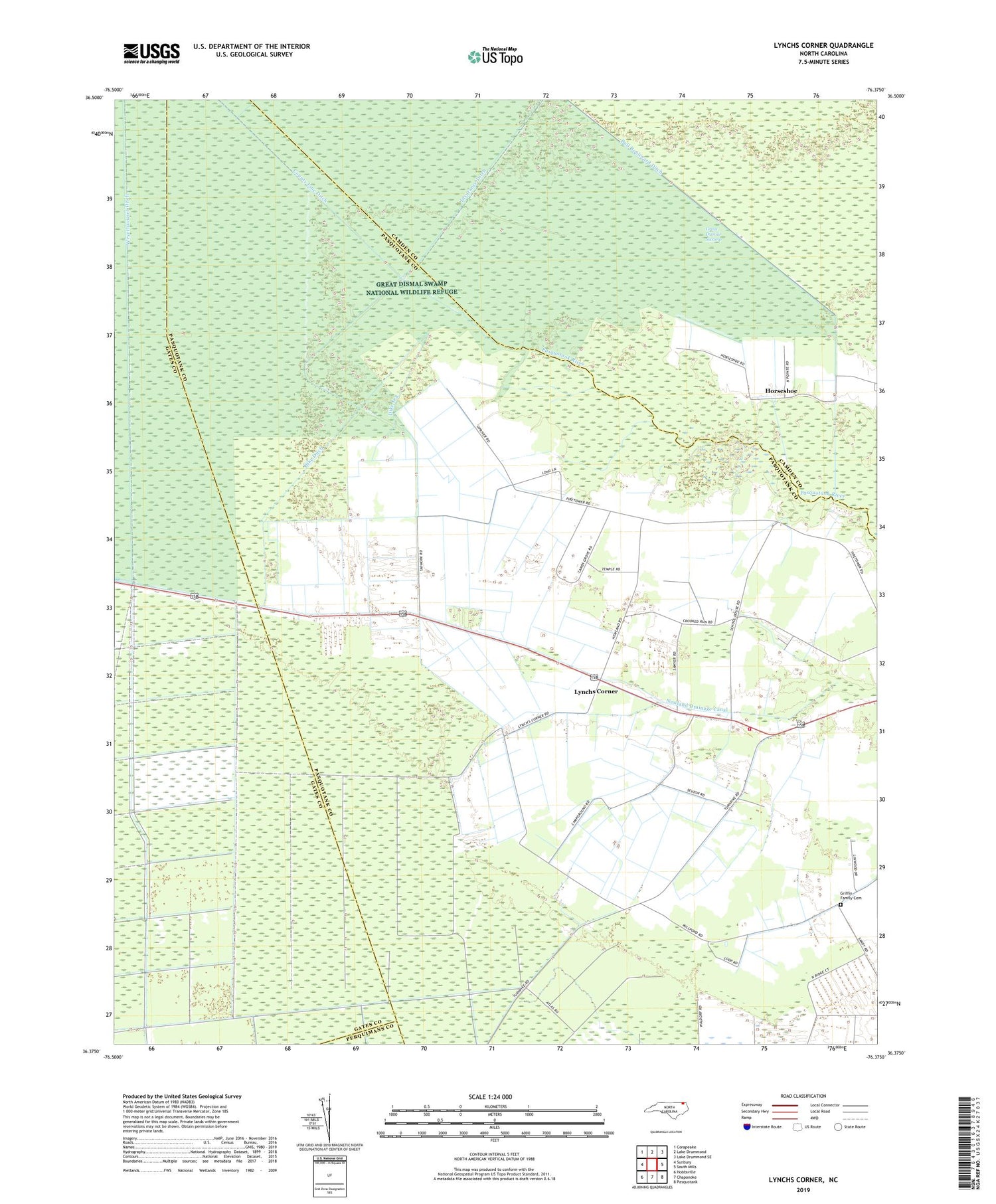 Lynchs Corner North Carolina US Topo Map Image